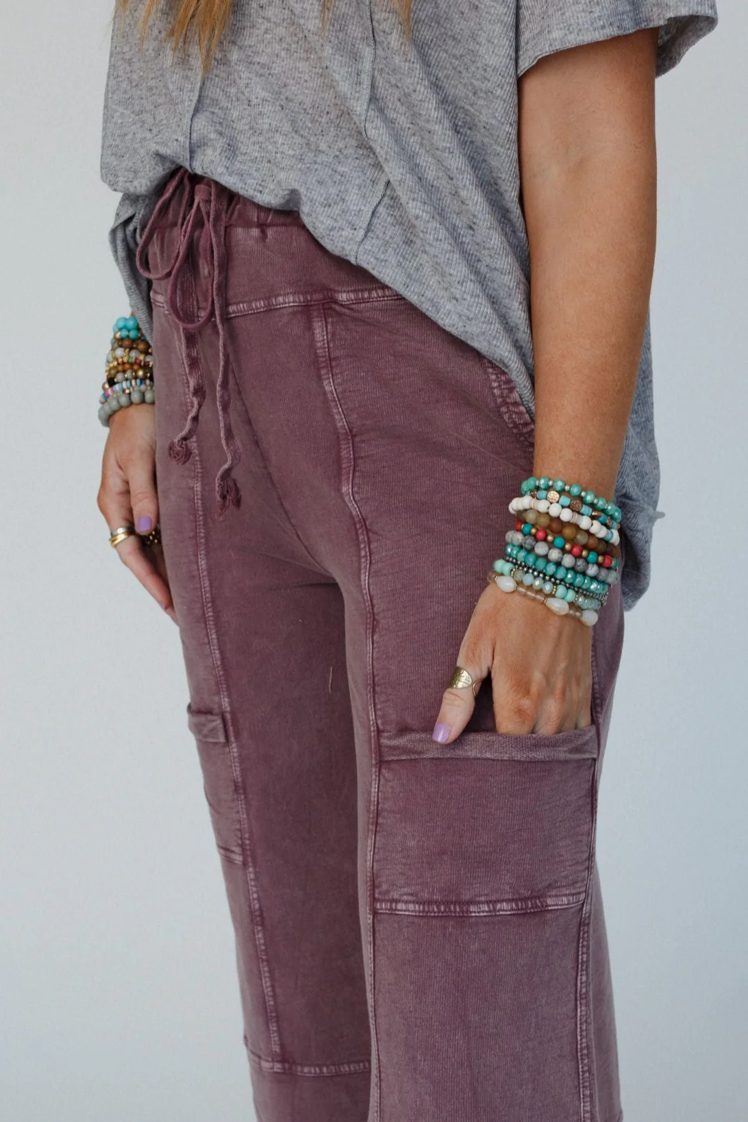 Lucky One Wide Leg Full Pant - Plum - Image 4