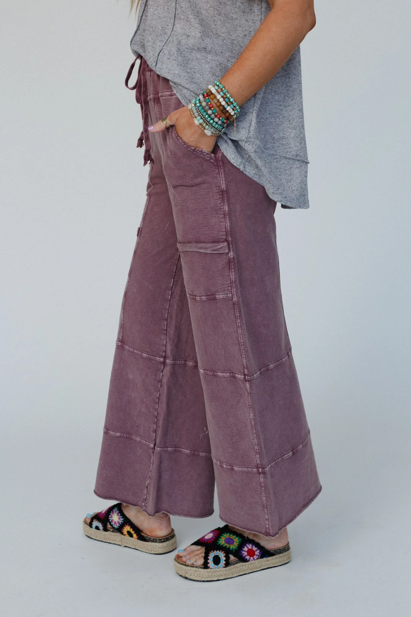 Lucky One Wide Leg Full Pant - Plum - Image 5