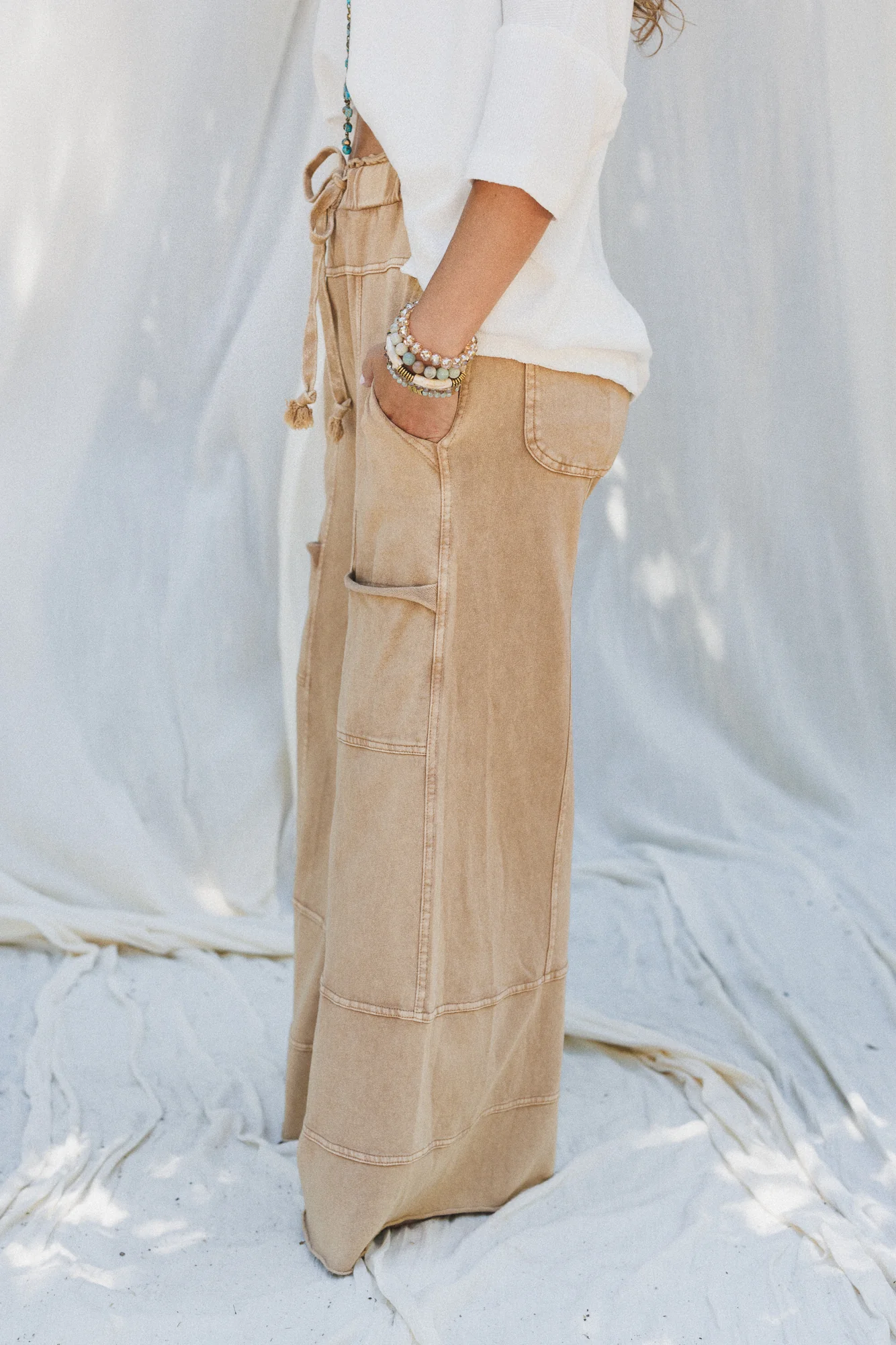 Lucky One Wide Leg Pant - Camel - Image 5