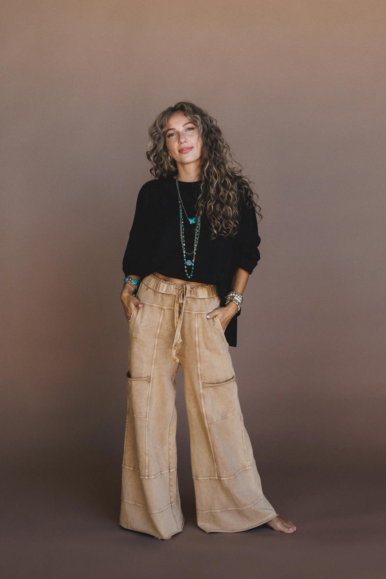 Lucky One Wide Leg Pant - Camel - Image 6