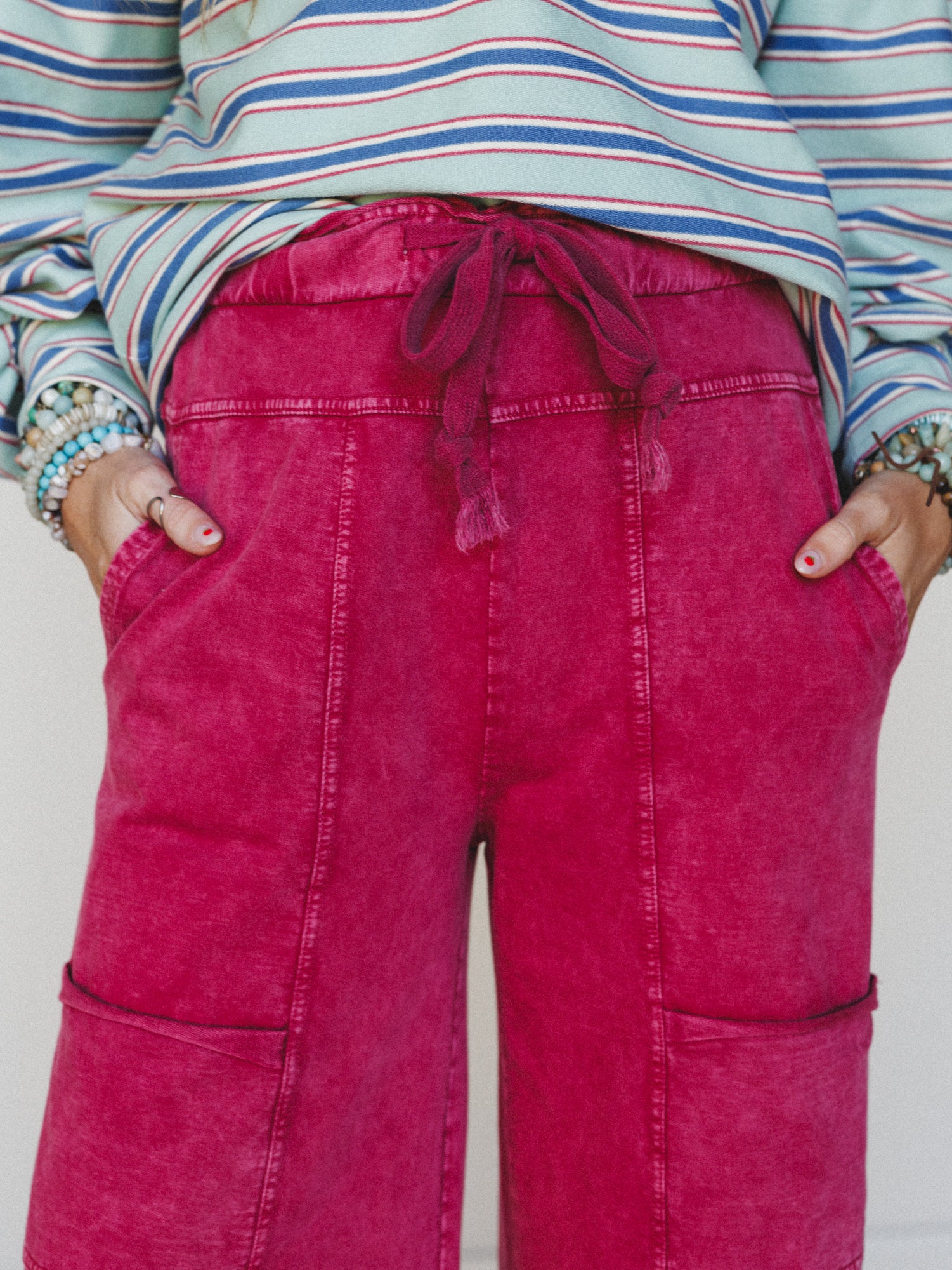 Lucky One Wide Leg Pant - Dark Red - Image 3