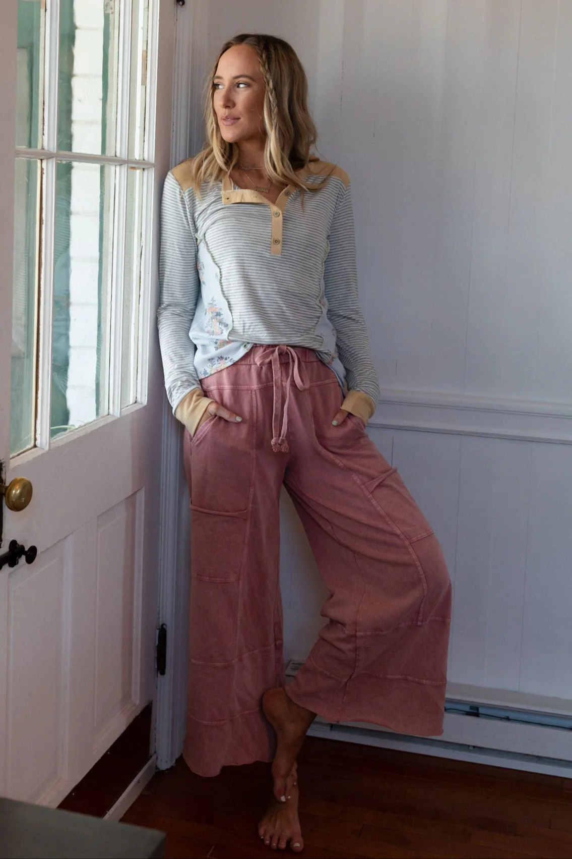 Lucky One Wide Leg Pant - Mauve - Image 8