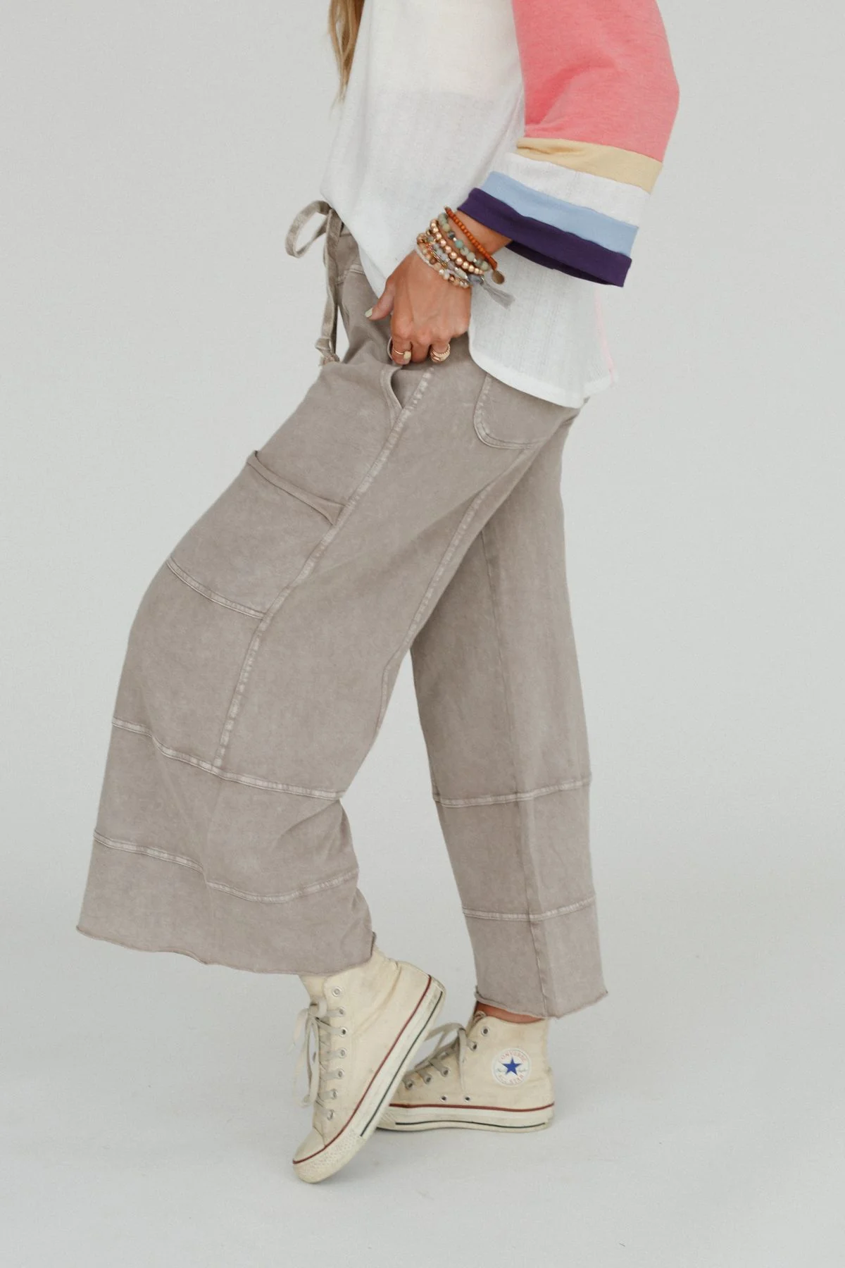 Lucky One Wide Leg Pant - Taupe - Image 3
