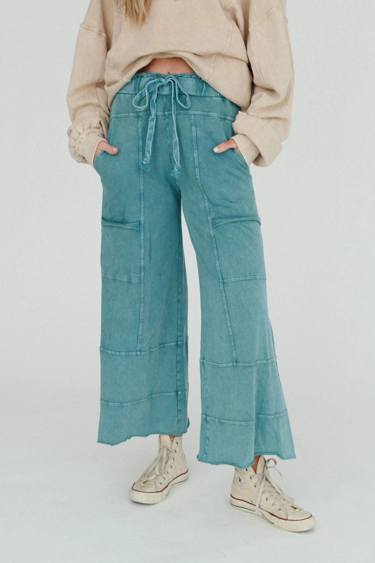 Lucky One Wide Leg Pant - Teal - Pre Order