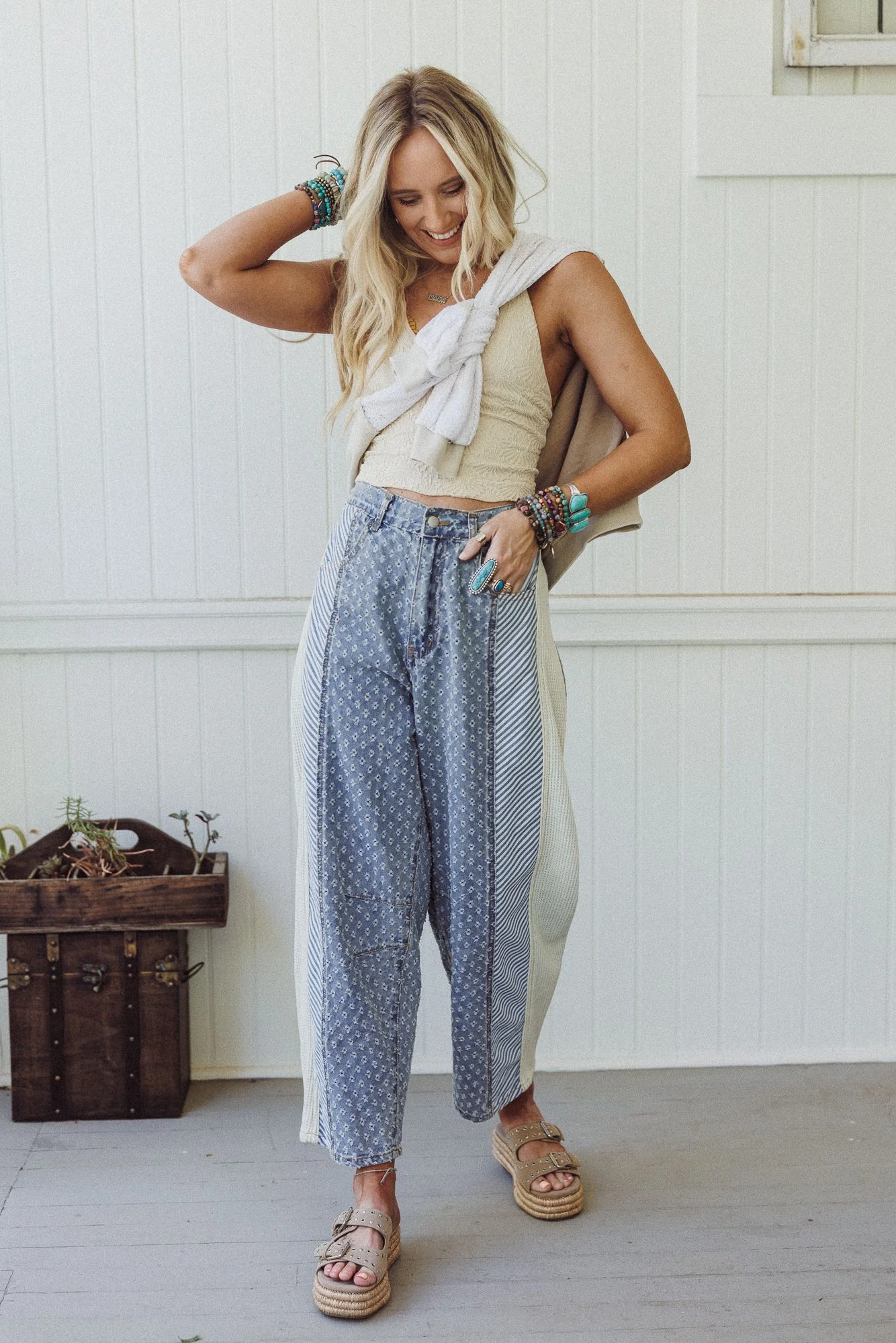 Luna Textured Pants - Denim - Image 4