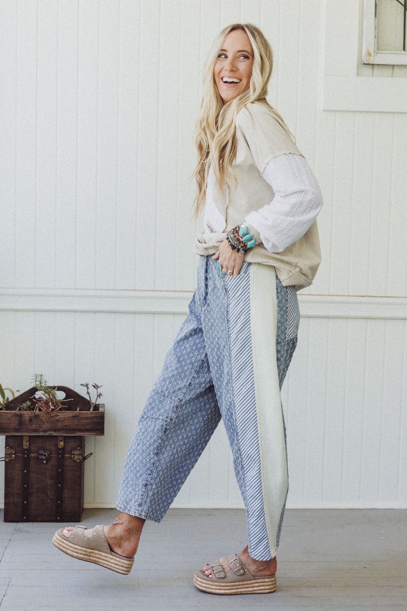 Luna Textured Pants - Denim - Image 5