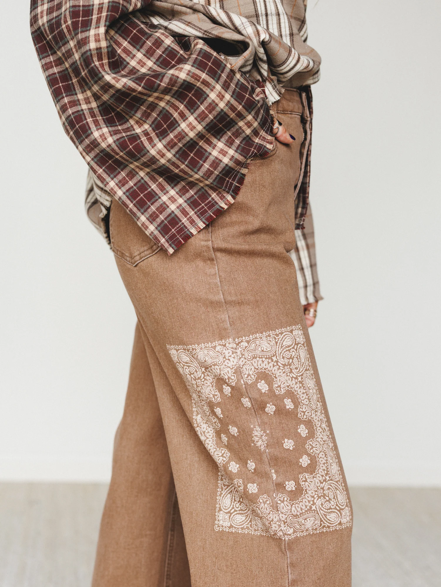Madden Wide Leg Jeans - Brown - Image 3