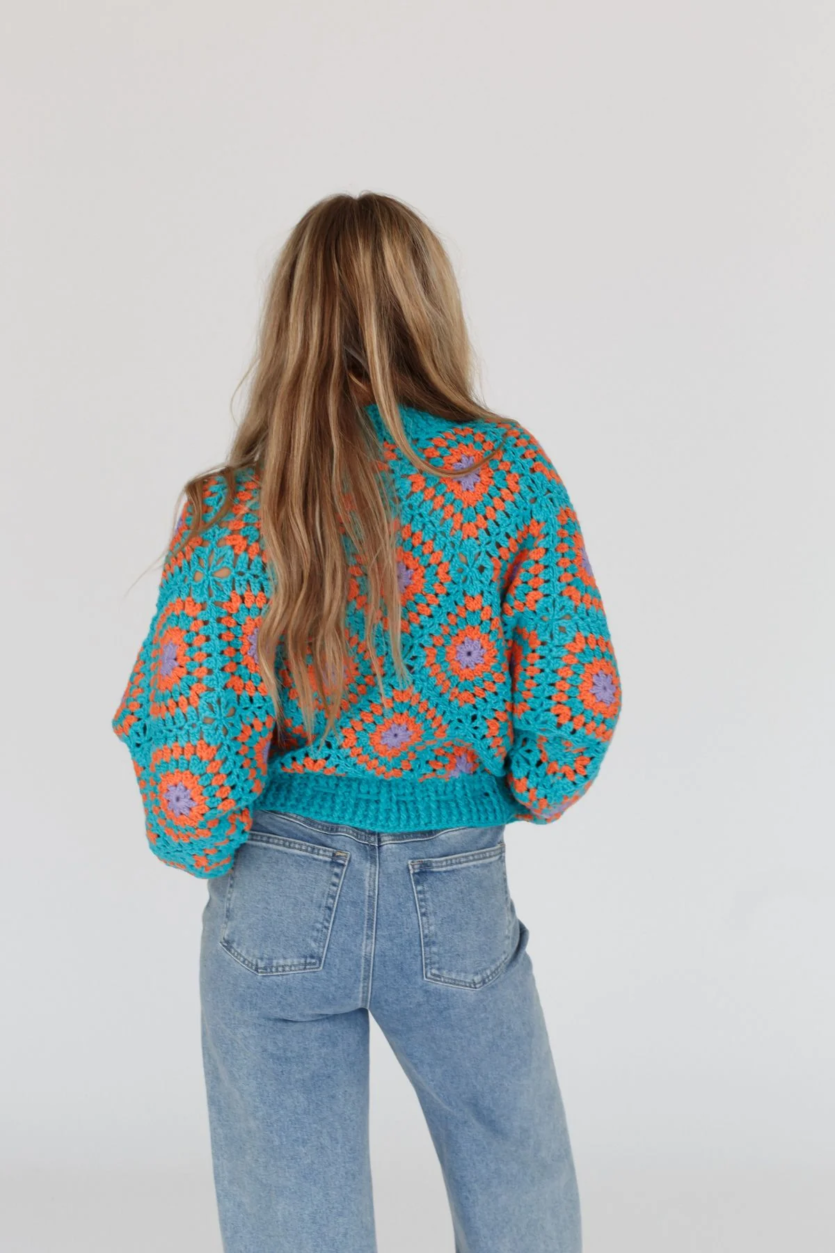 Made For Each Other Crochet Sweater - Teal Multi - Image 5