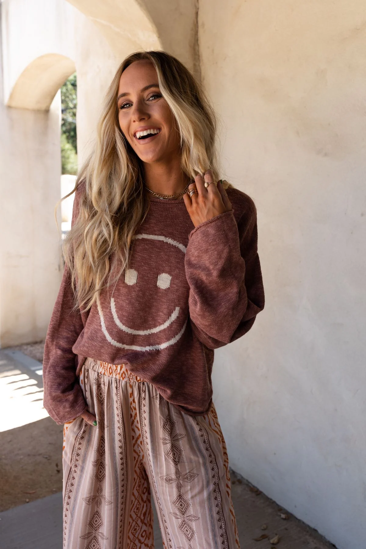 Made You Smile Sweater - Rose - Image 4