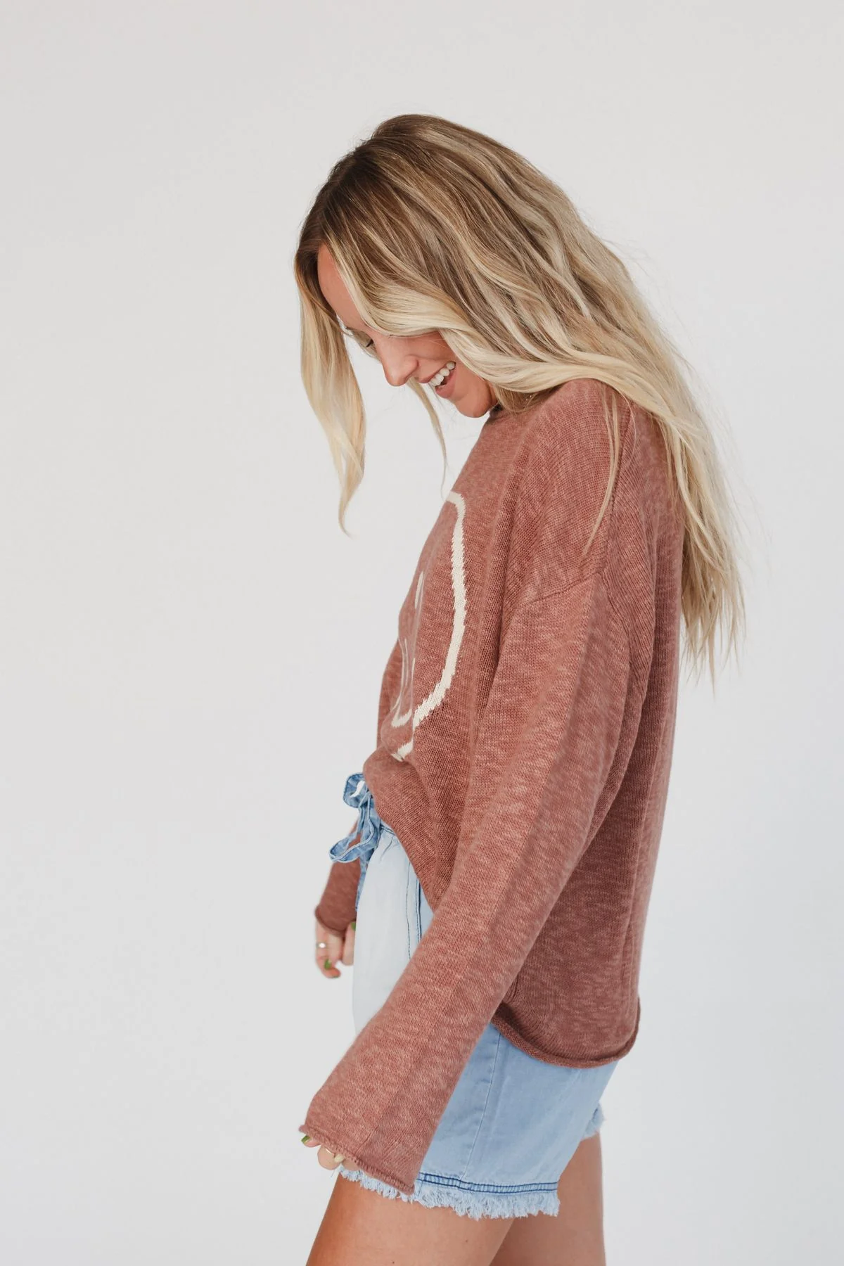 Made You Smile Sweater - Rose - Image 8
