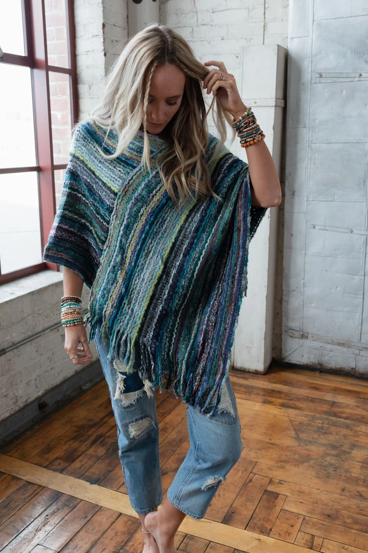 Madeleine Poncho - Blue - Image 2