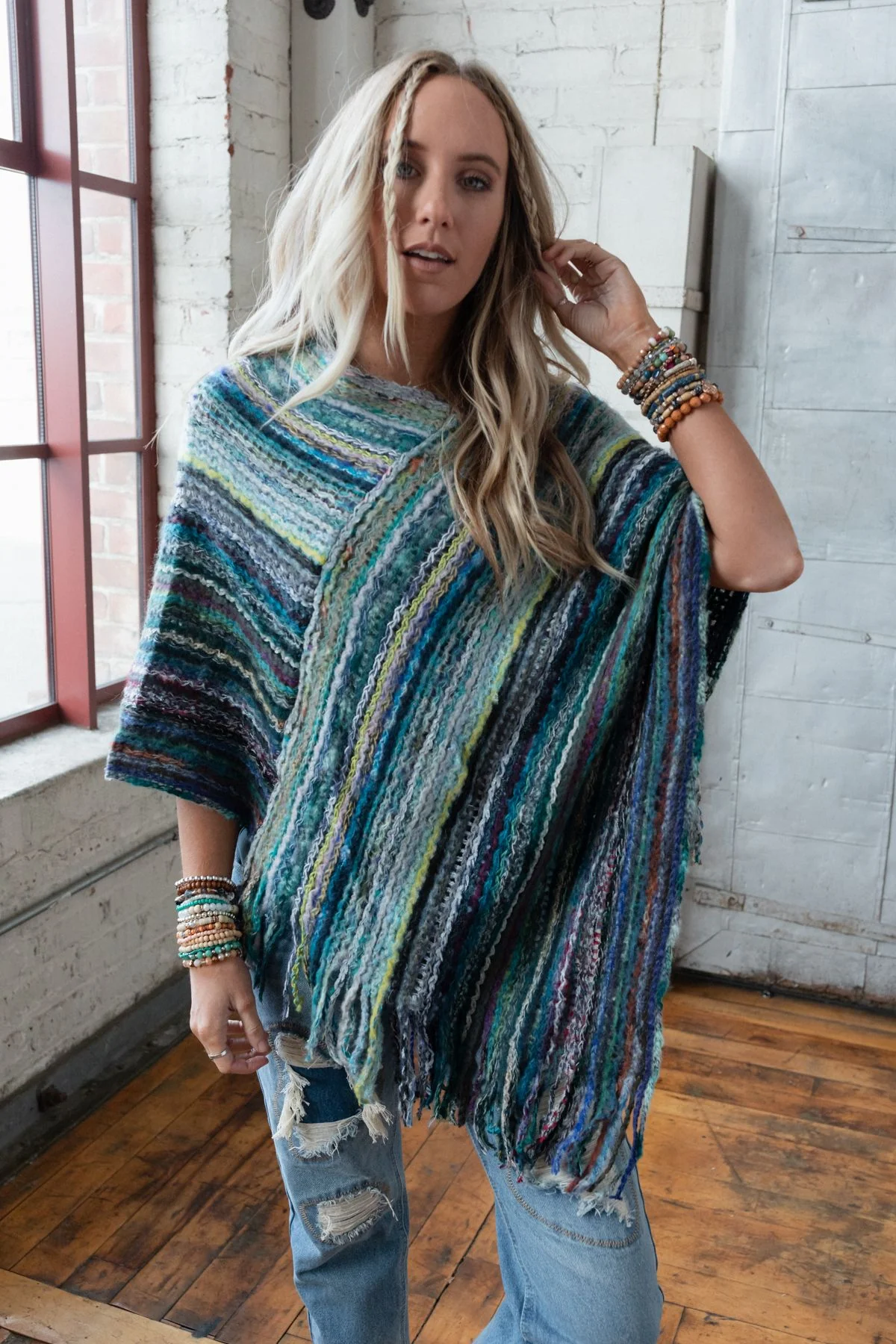 Madeleine Poncho - Blue - Pre Order