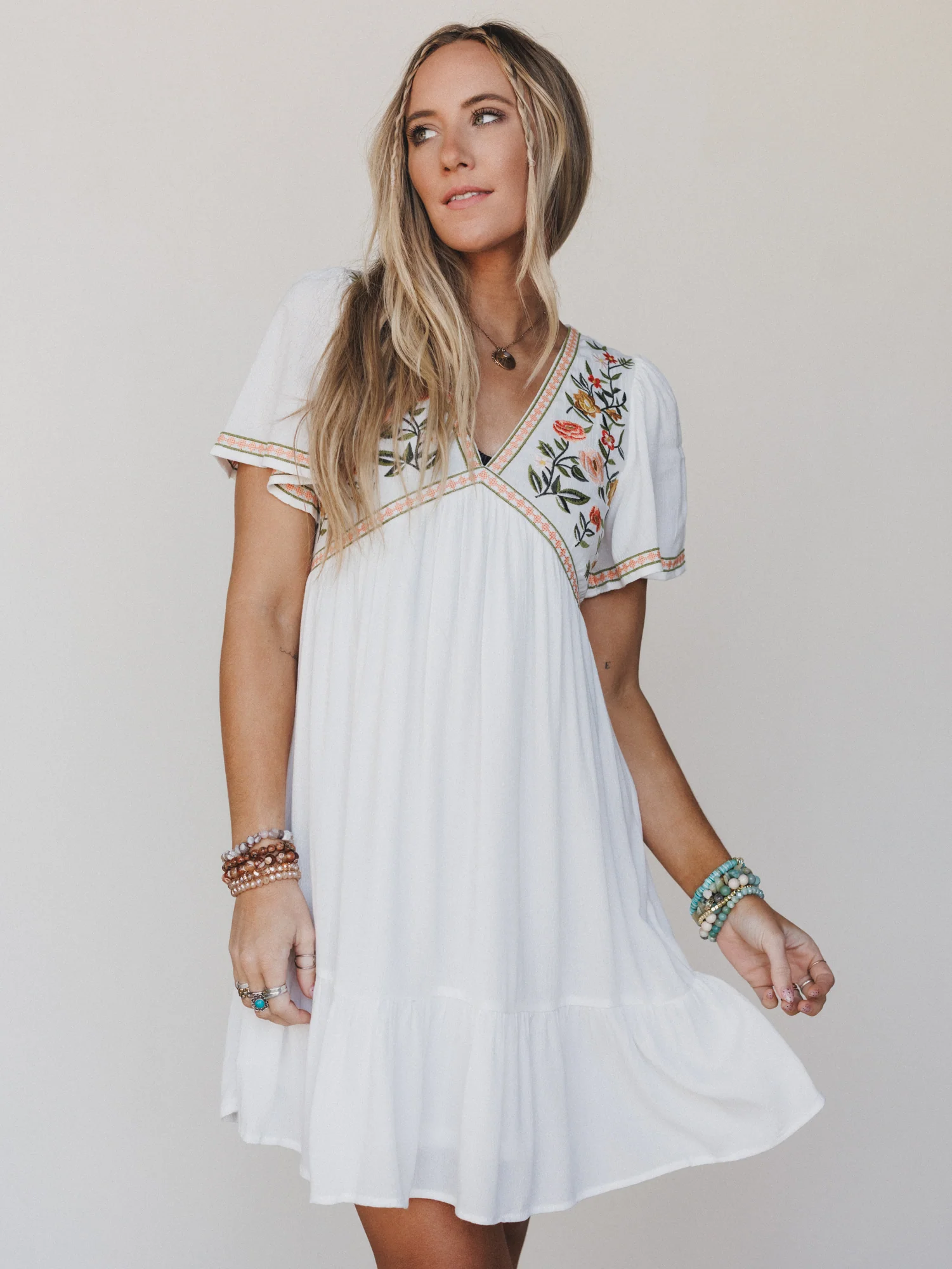 Magdaline Mini Dress - Ivory - Image 2