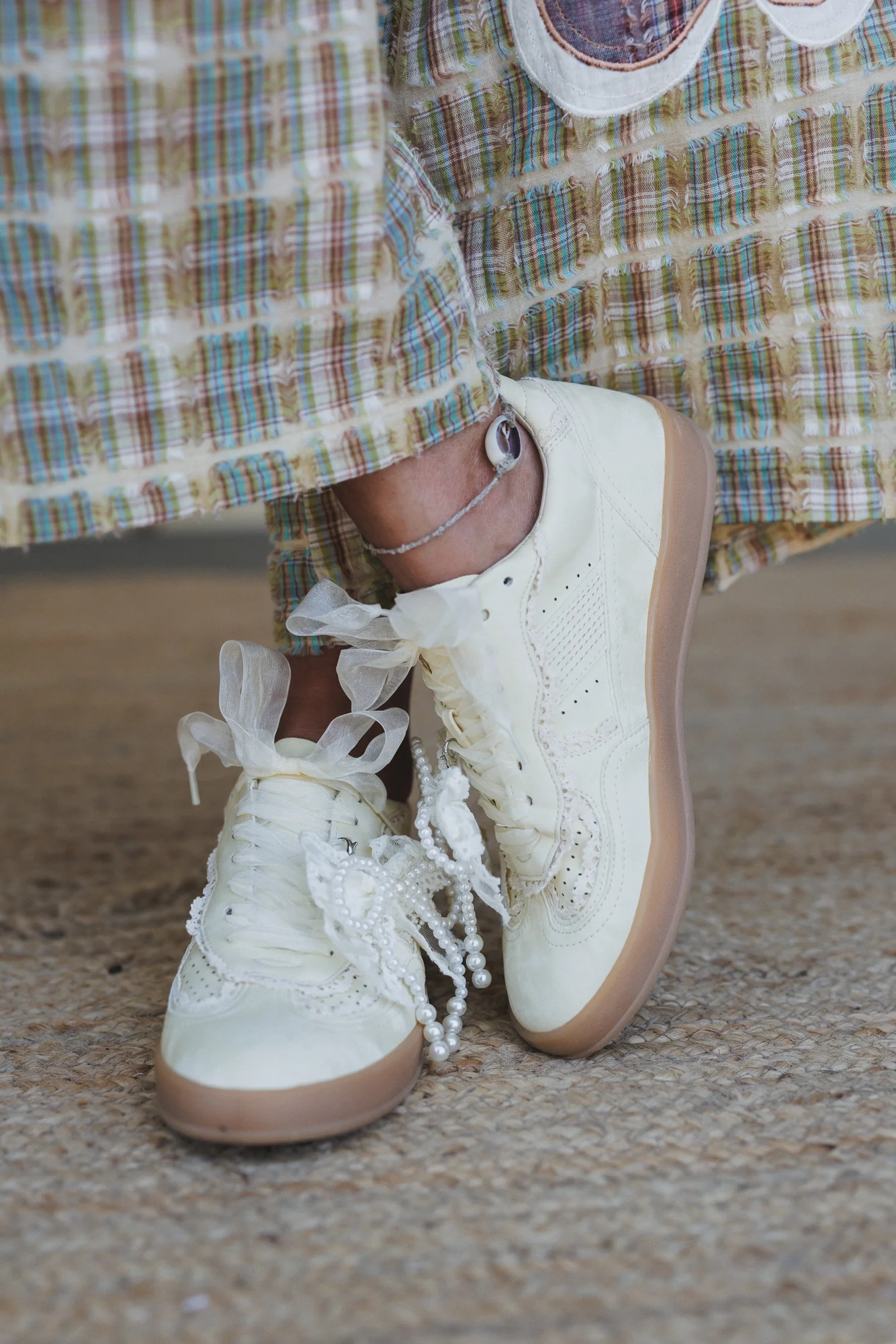 Make It Yours Bow Embroidered Sneakers - Yellow - Image 3