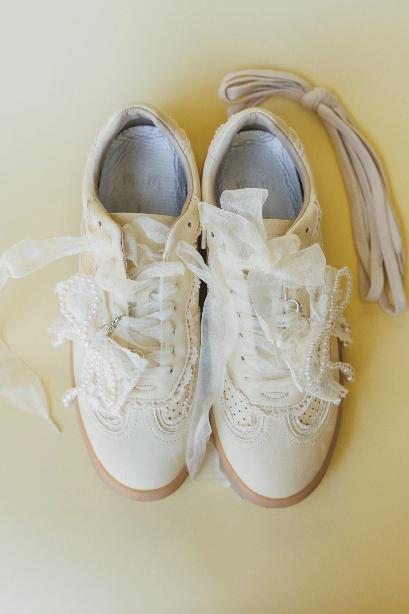 Make It Yours Bow Embroidered Sneakers - Yellow - Image 6
