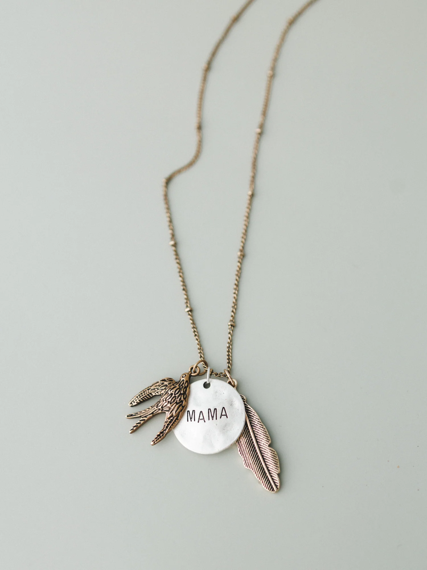 Mama Bird Necklace - Mixed Metal - Image 4