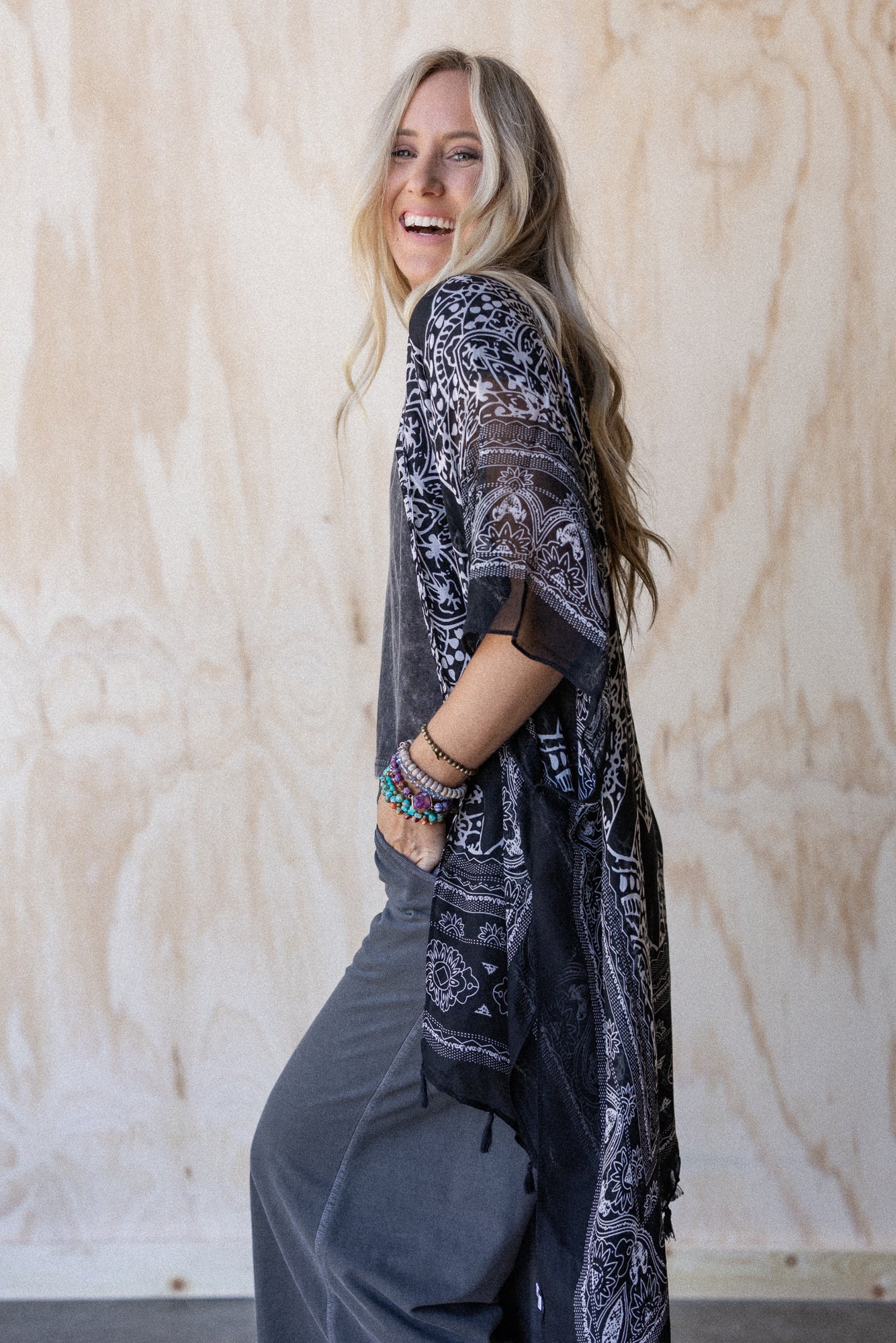 Mandala Tassel Kimono - Black - Image 3