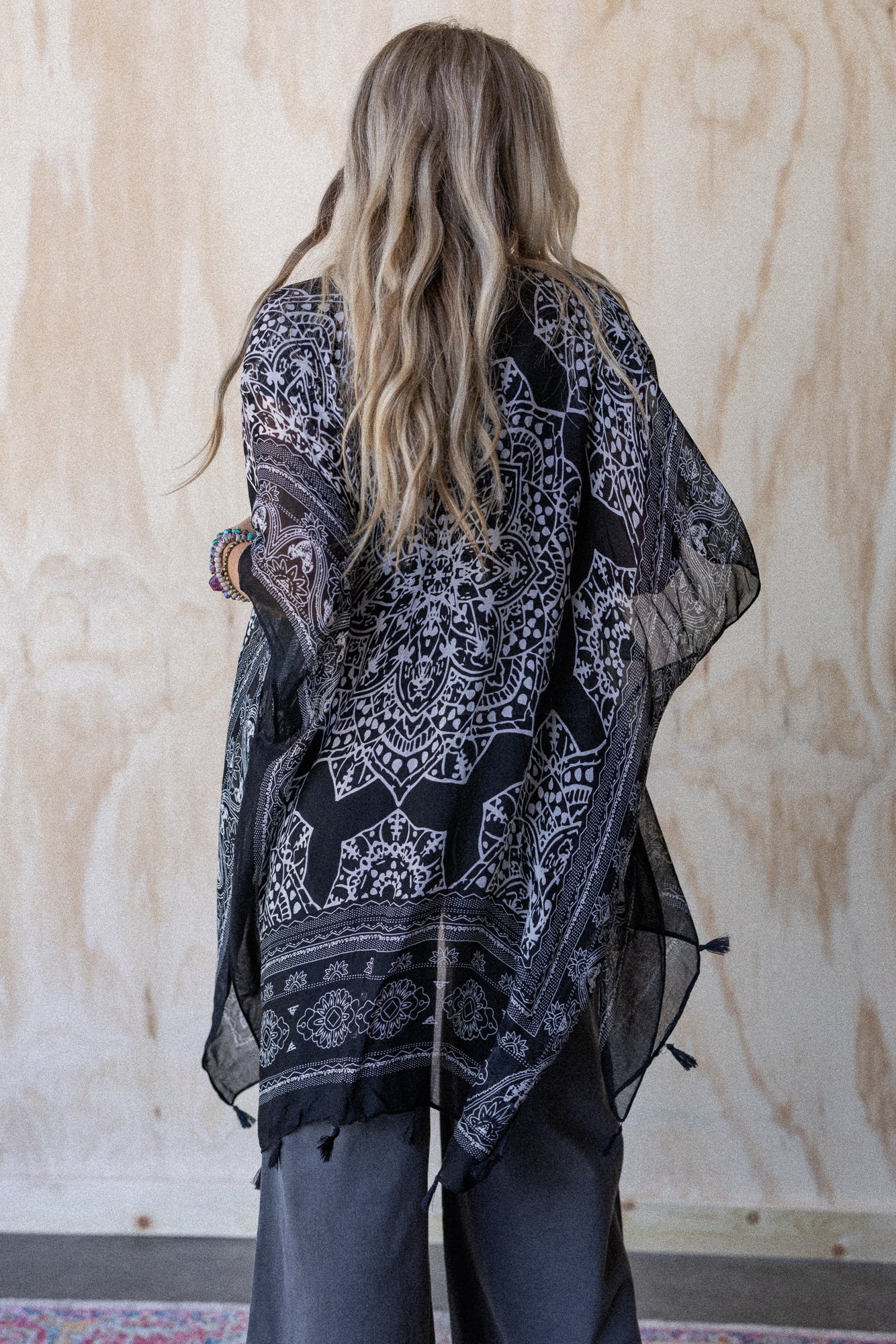 Mandala Tassel Kimono - Black - Image 6