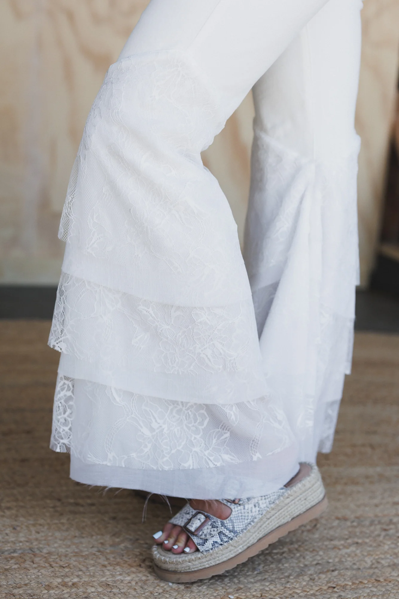 Marbella Lace Flared Jeans - White - Image 3