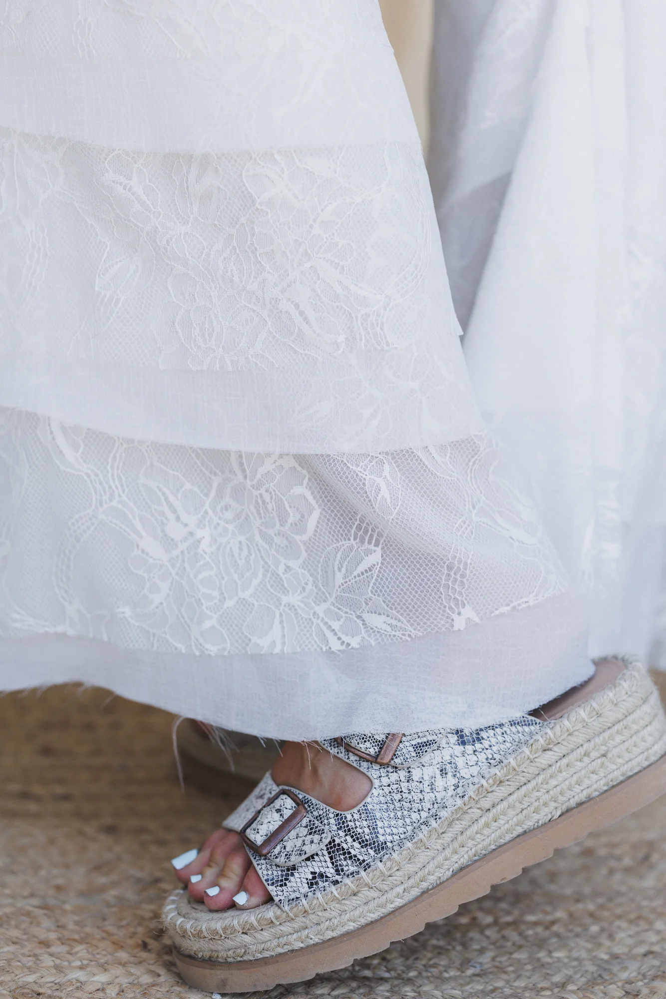 Marbella Lace Flared Jeans - White - Image 6