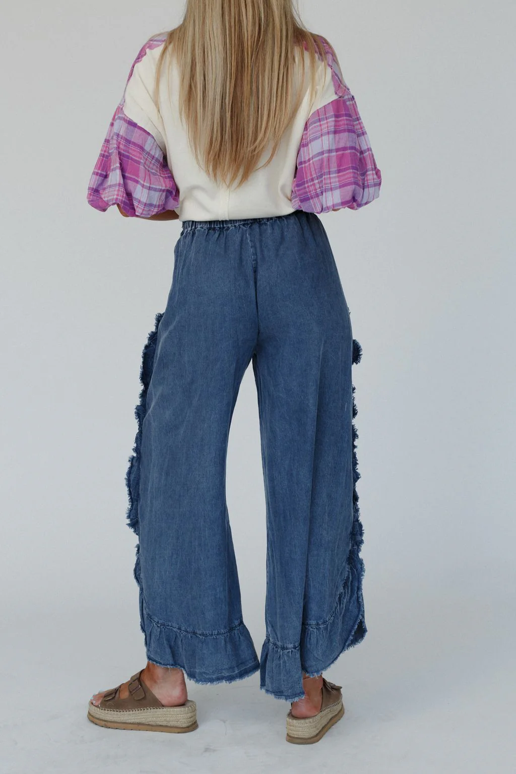 Drift Wave Ruffle Wide Leg Pants - Denim - Image 4