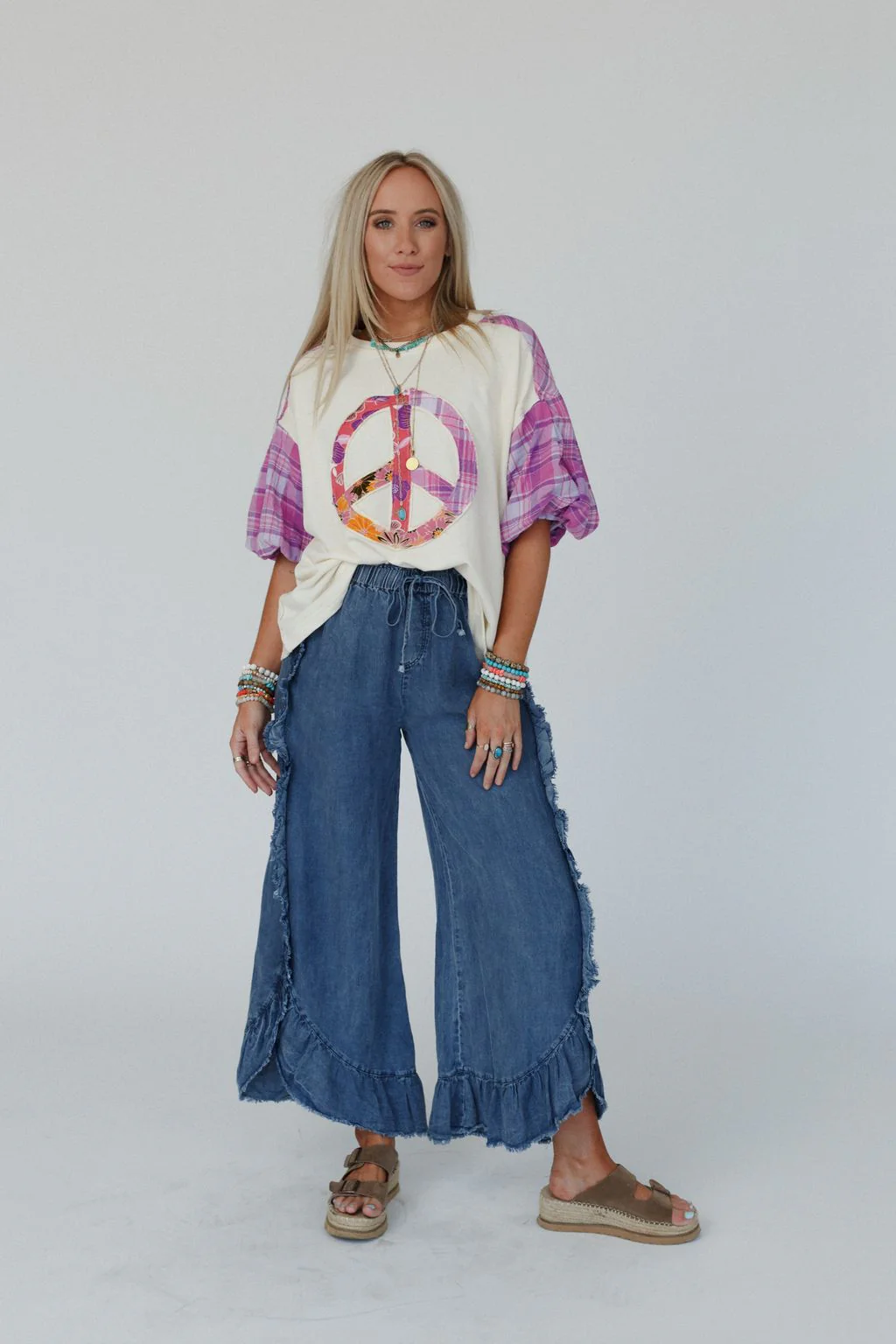 Drift Wave Ruffle Wide Leg Pants - Denim - Image 5