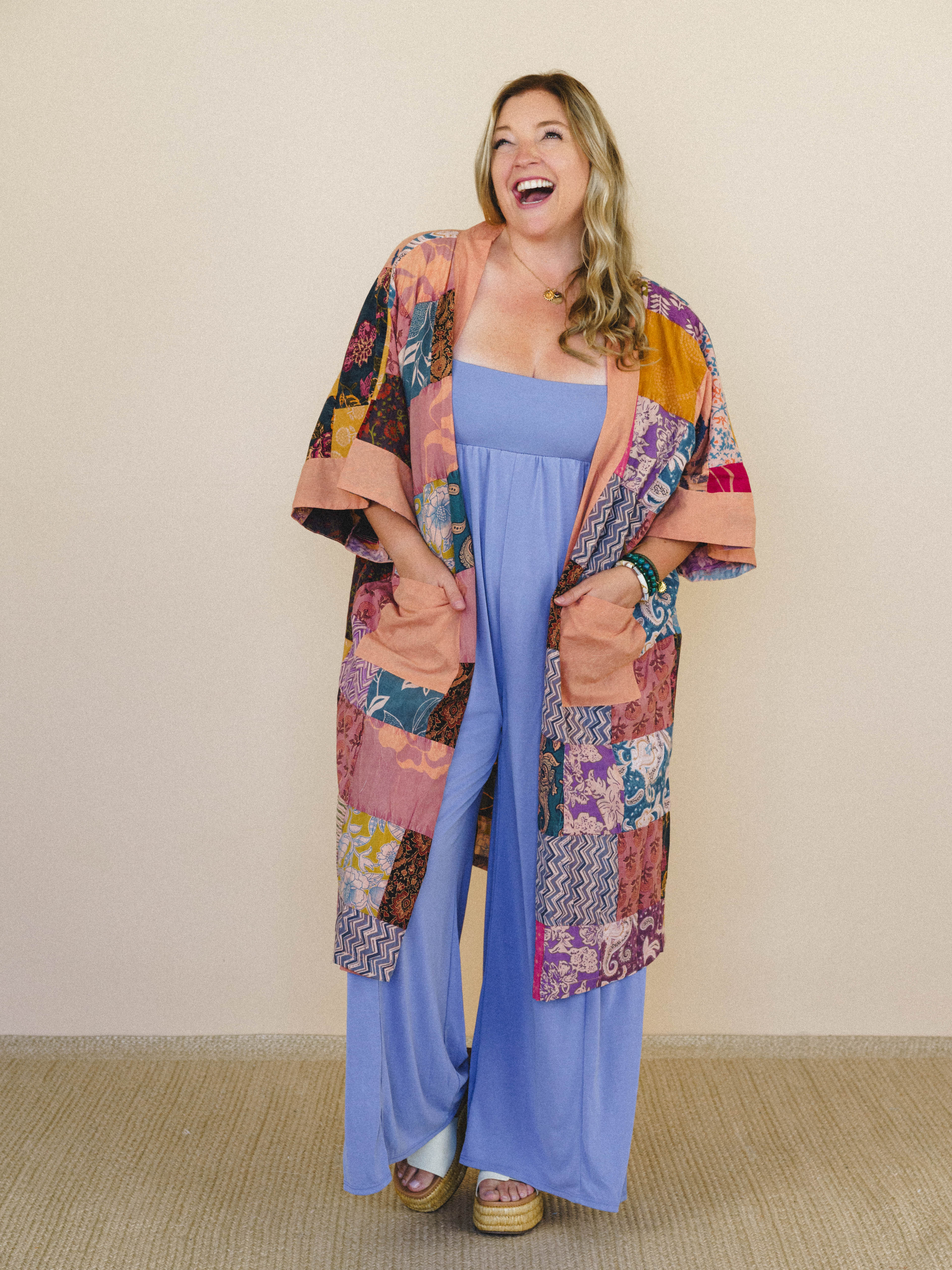 Market Maiden Patchwork Kimono - Peach Multi