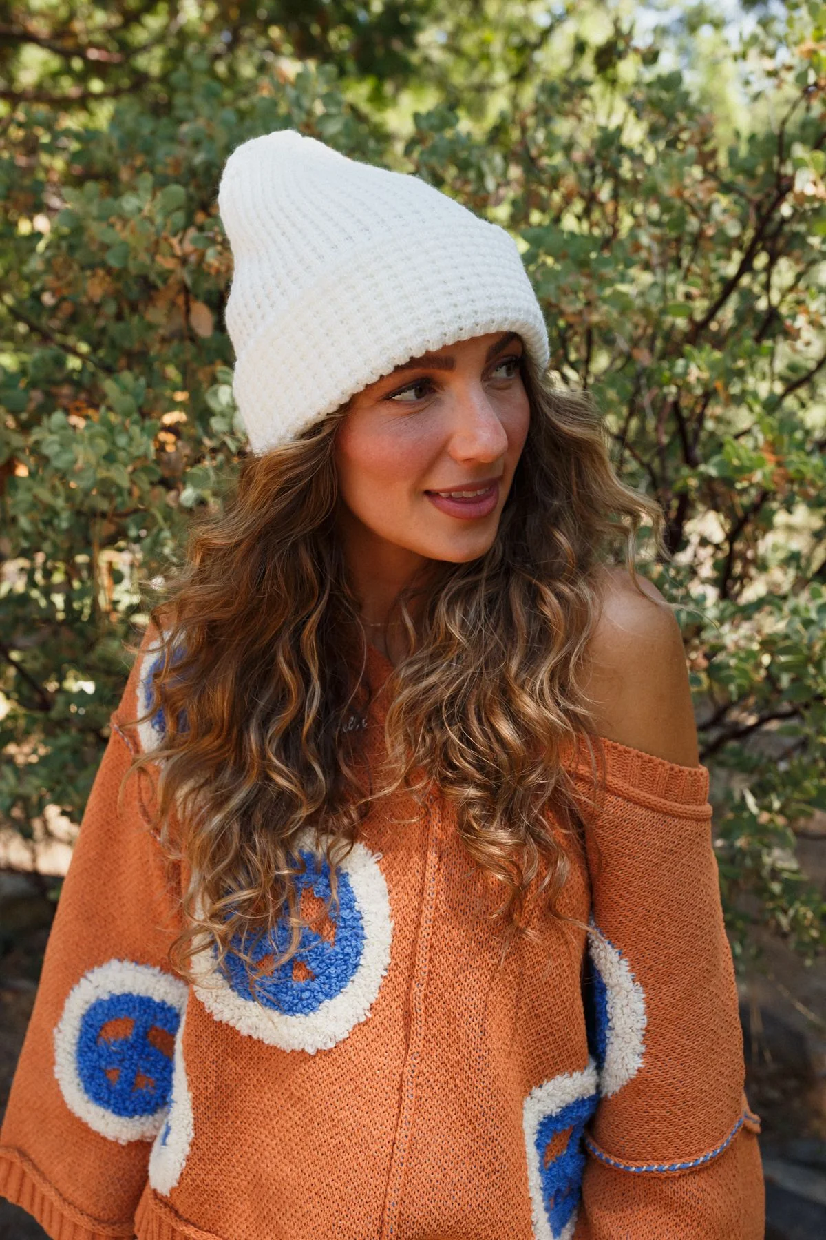 Maybelle Waffle Beanie - Ivory - Image 2