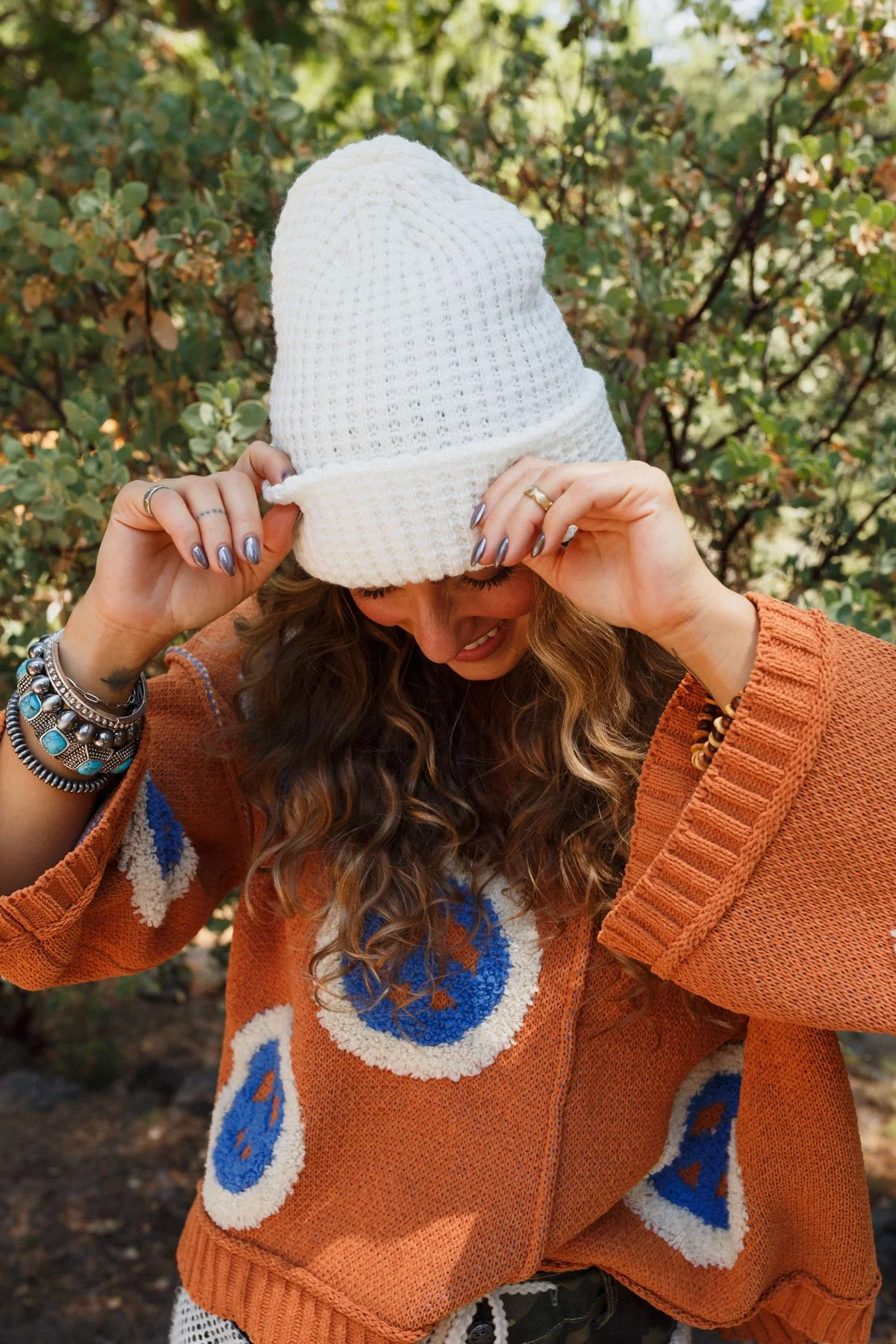 Maybelle Waffle Beanie - Ivory - Image 3