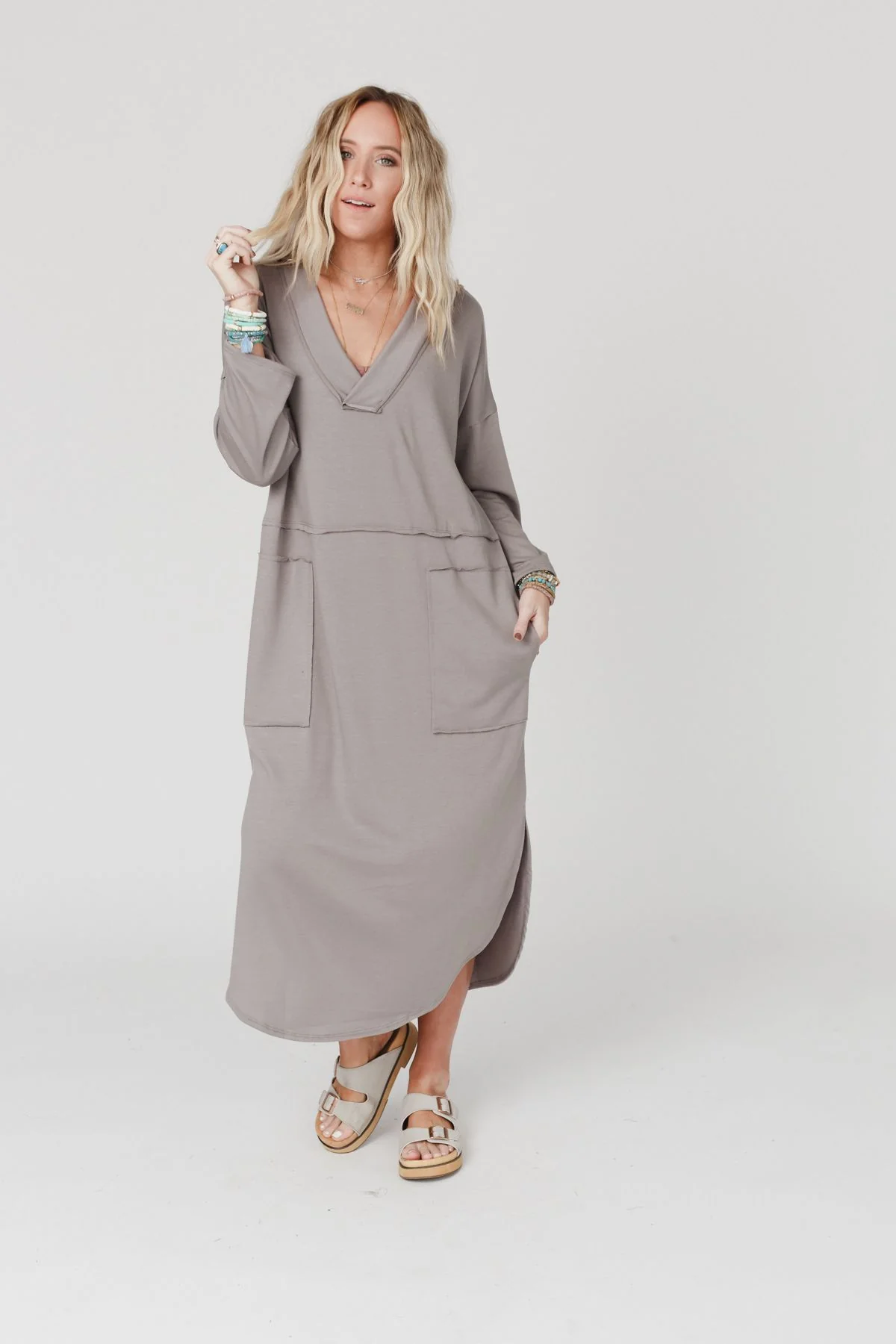 The Nest Meadow Long Sleeve Slit Maxi Dress - Coco - Image 5