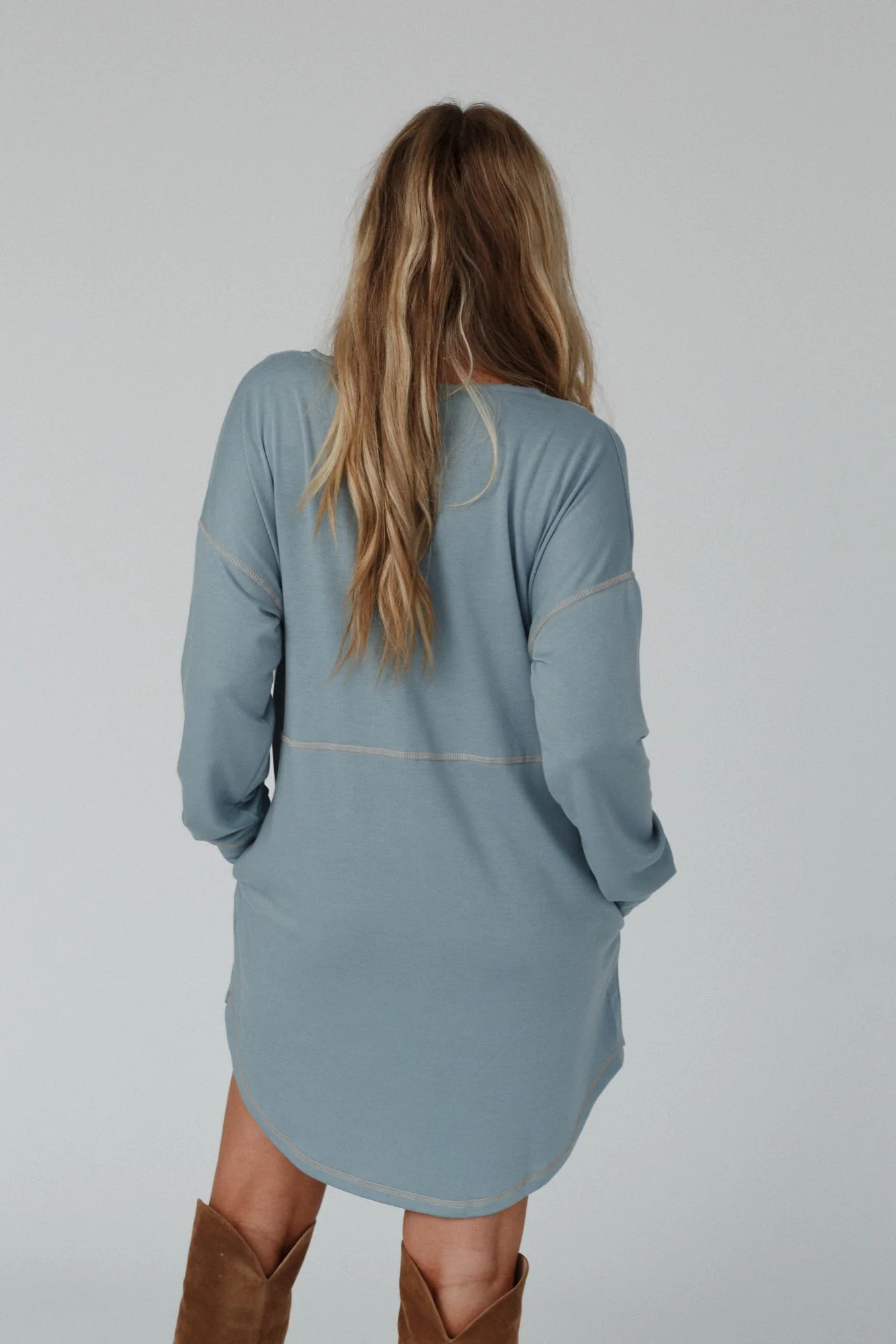 The Nest Meadow Long Sleeve Tunic Dress - Electric Blue - Image 5