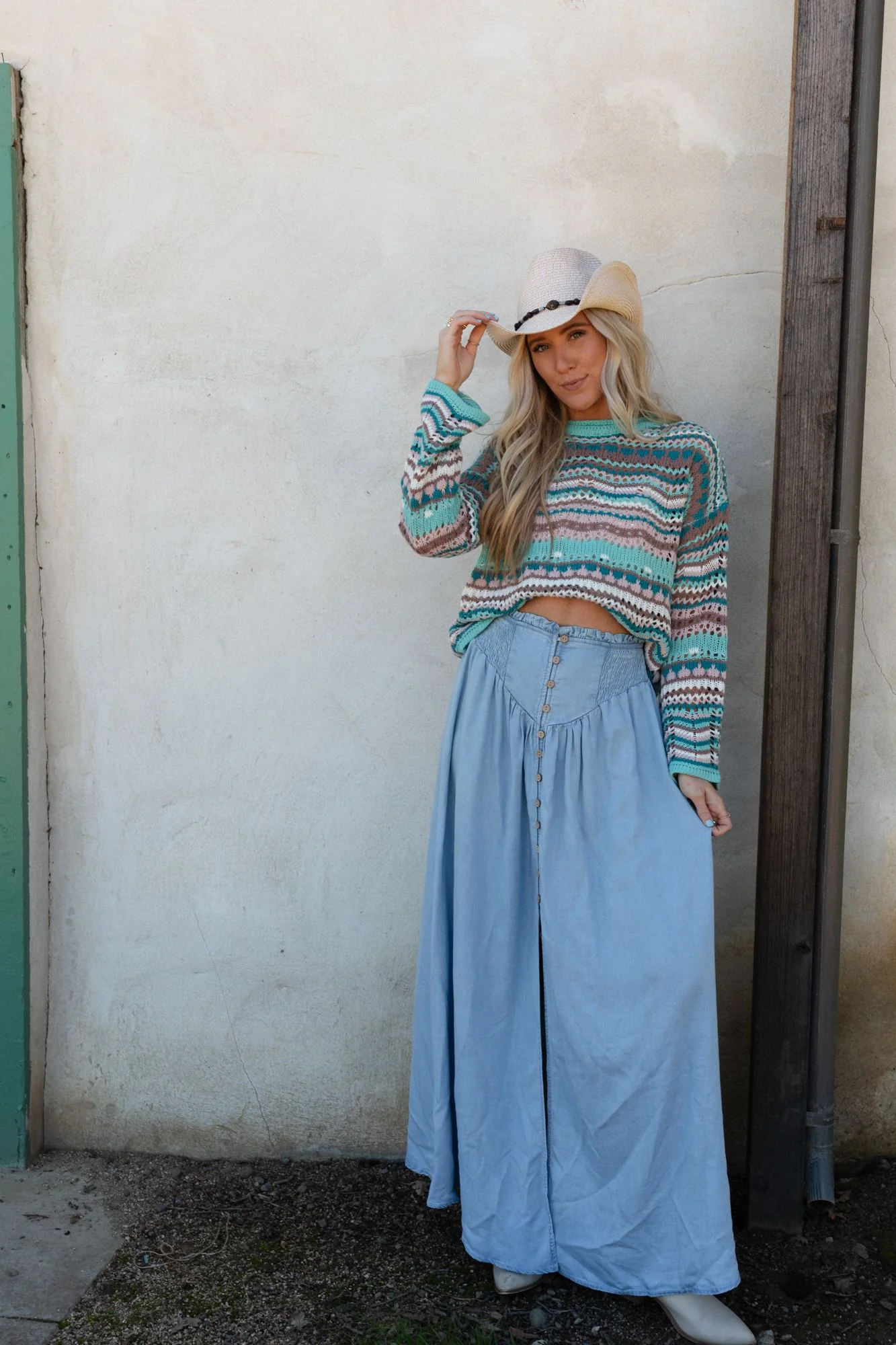Meadow Waves Crochet Sweater - Seafoam Multi - Image 4
