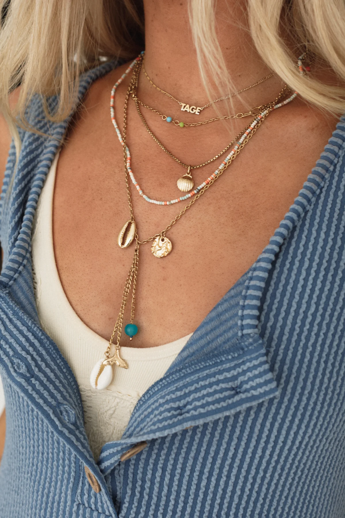 Mermaid Glow Layered Necklace - Gold