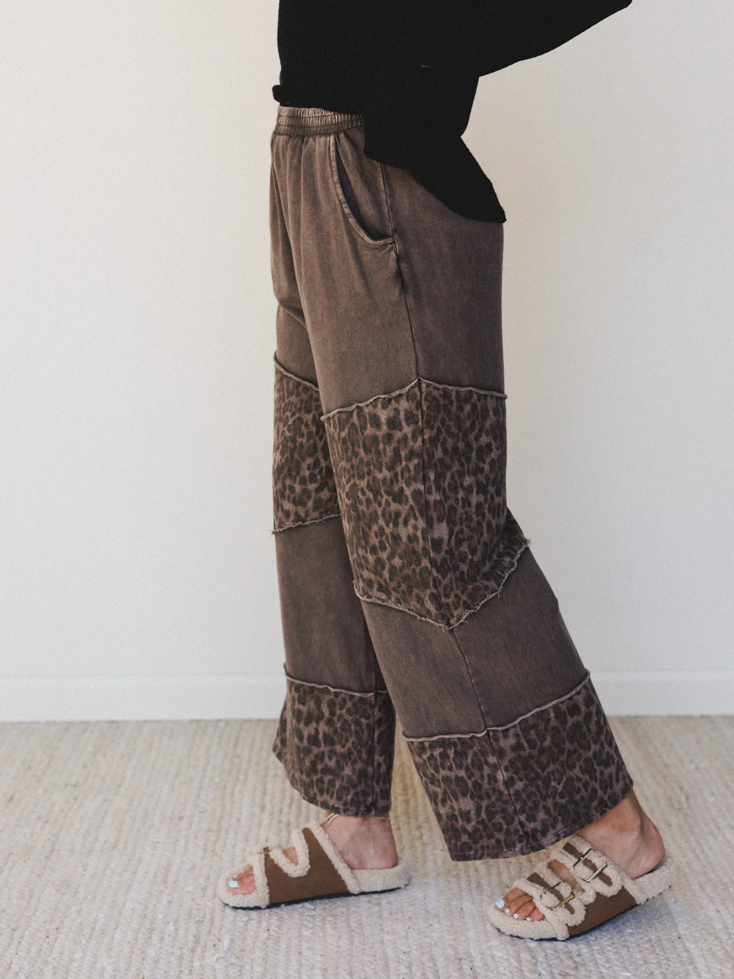 Milana Leopard Print Wide Leg Pants - Brown - Image 3