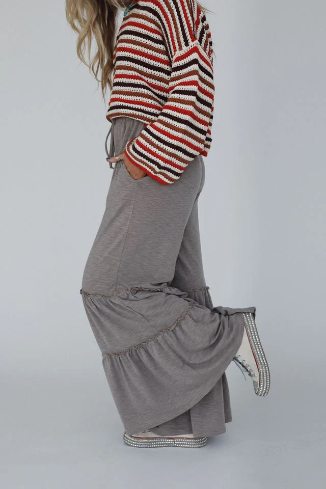 The Nest Milla Ruffled Wide Leg Pants - Brown - Image 3