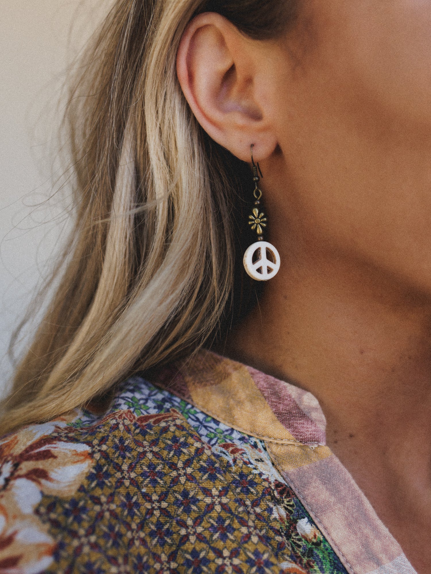 Mirabella Peace Earrings - White - Image 3