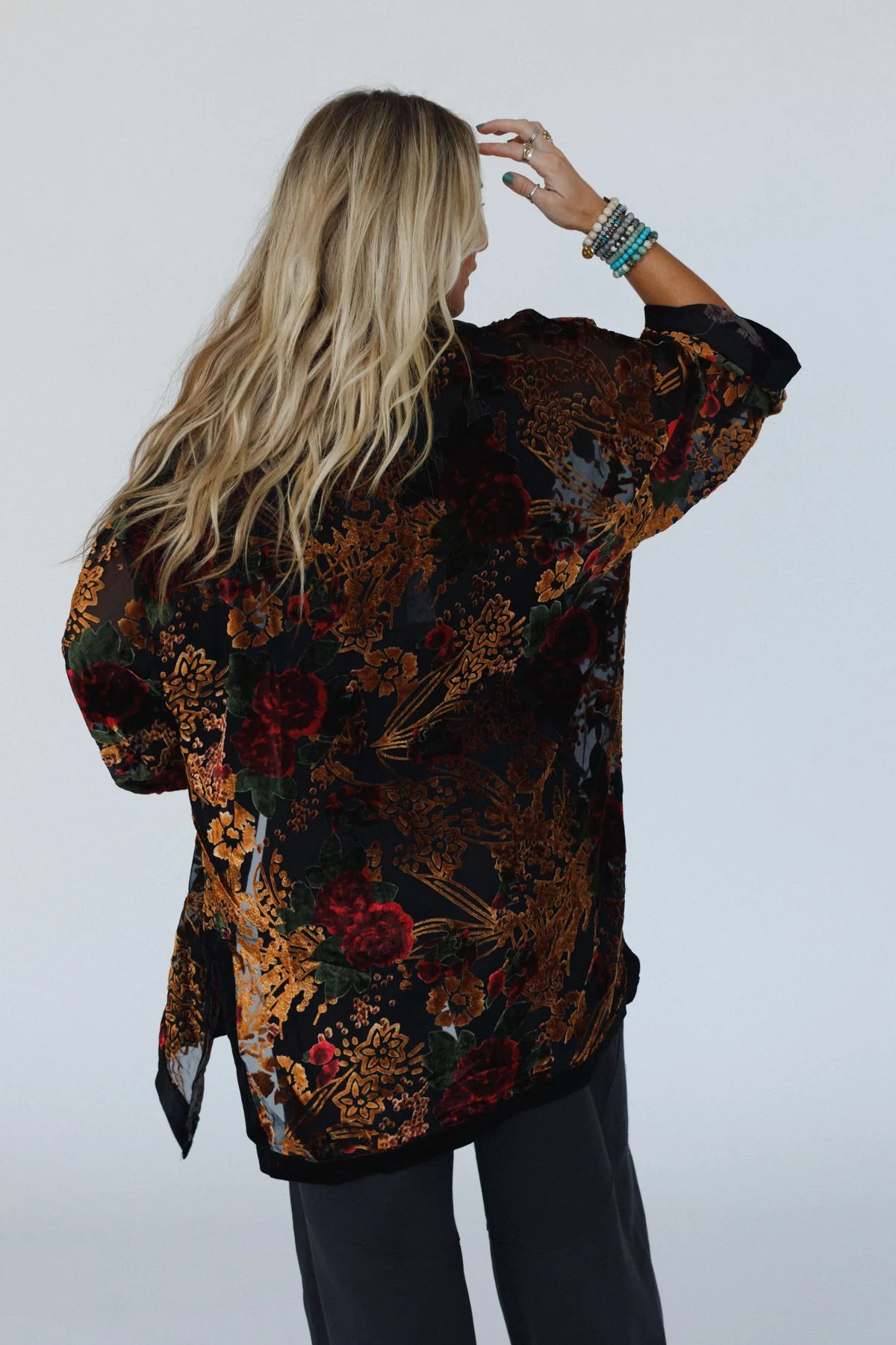 Mirren Velvet Kimono - Black Multi - Pre Order