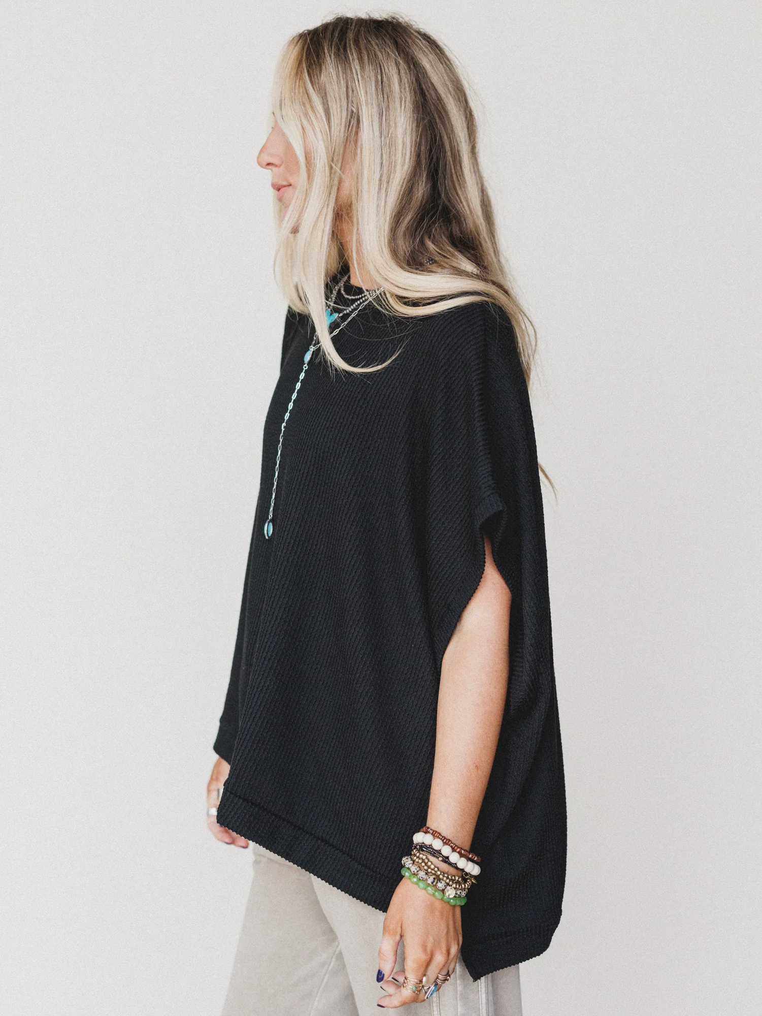 The Nest Moon Glow Texture Knit Top - Black - Image 2