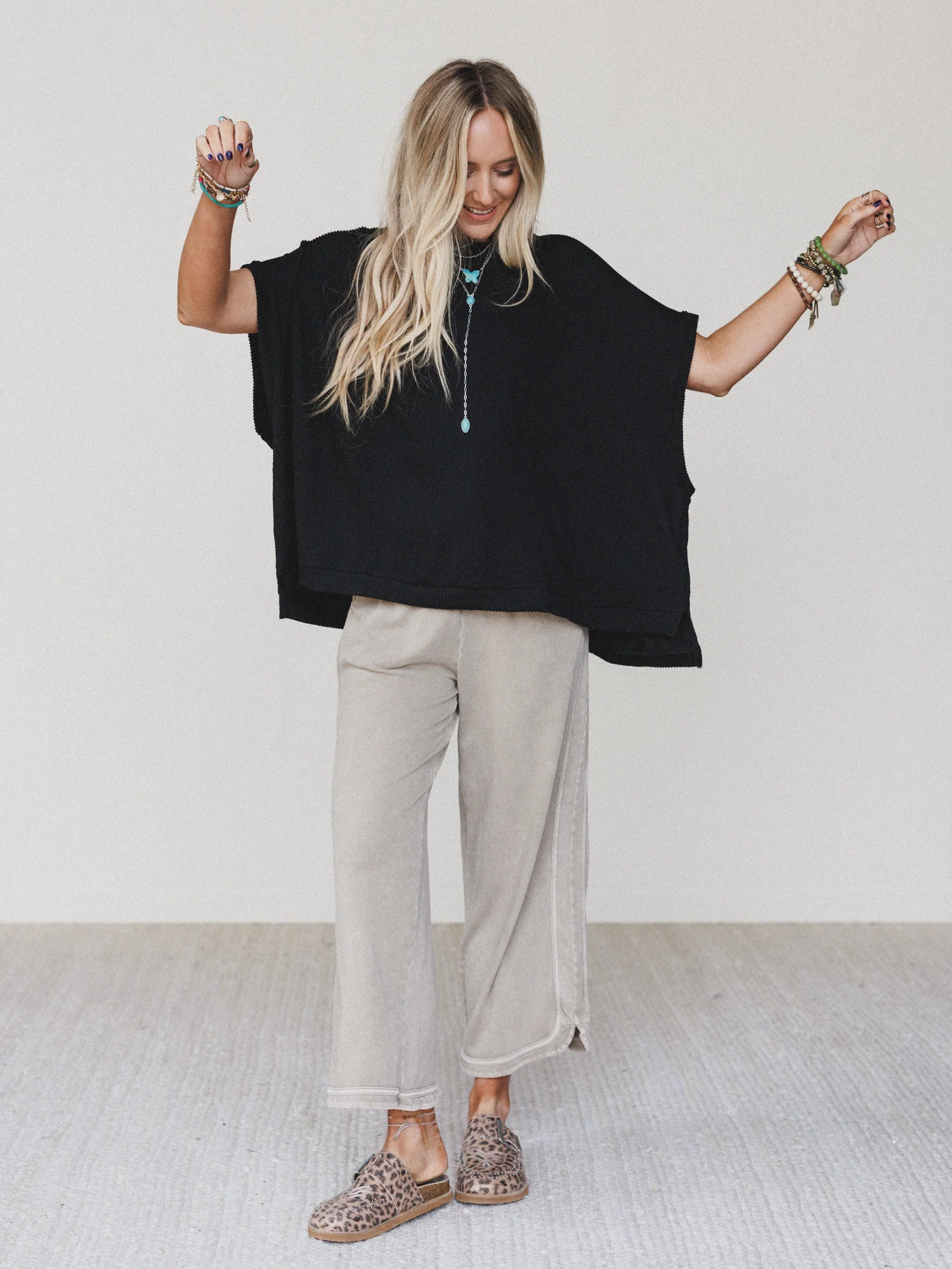 The Nest Moon Glow Texture Knit Top - Black - Image 5