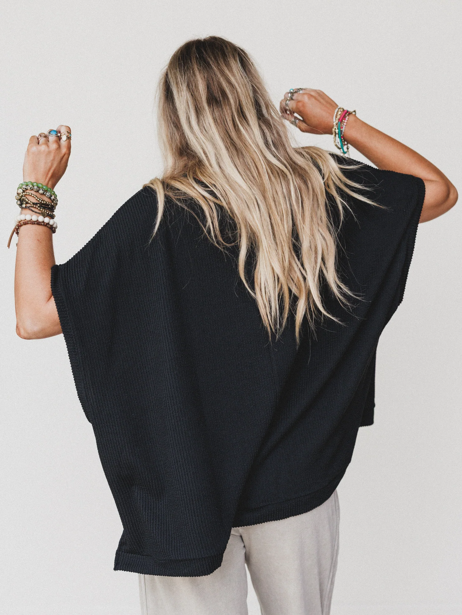 The Nest Moon Glow Texture Knit Top - Black - Image 6
