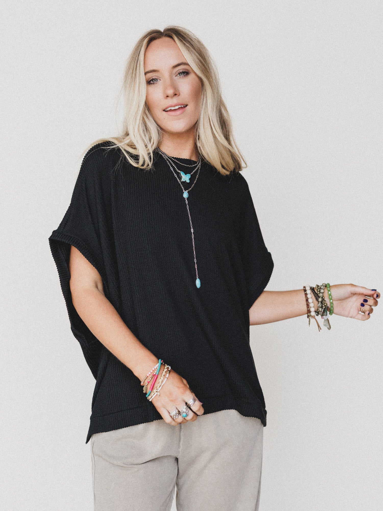 The Nest Moon Glow Texture Knit Top - Black - Image 7