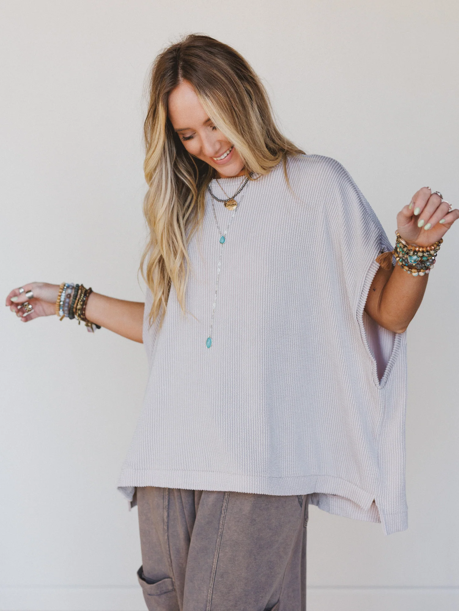 The Nest Moon Glow Texture Knit Top - Oat - Image 2