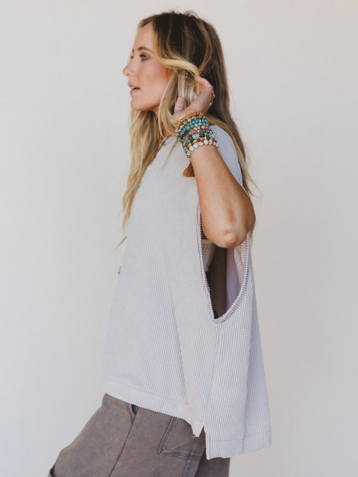 The Nest Moon Glow Texture Knit Top - Oat - Image 4