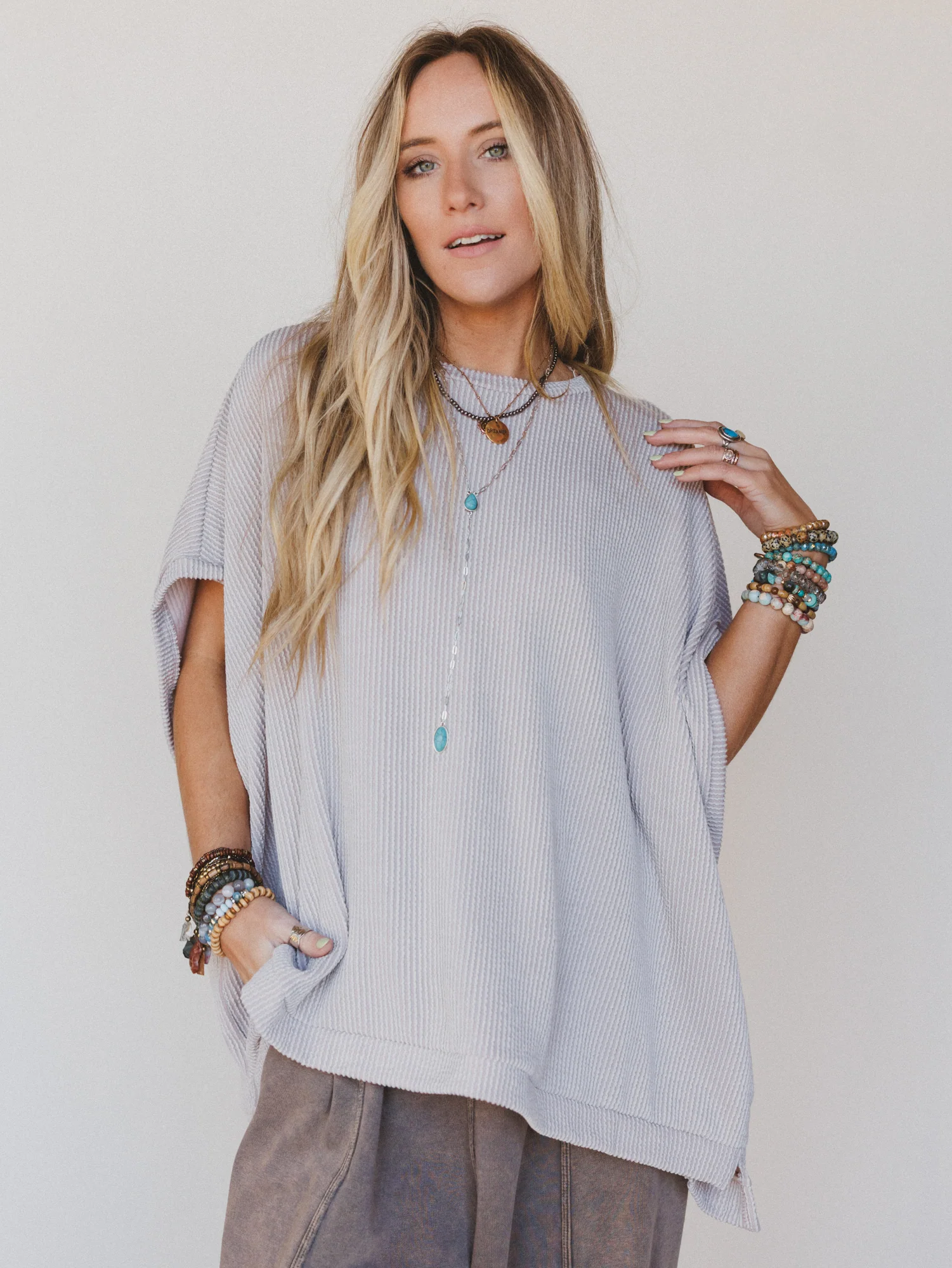 The Nest Moon Glow Texture Knit Top - Oat - Image 7