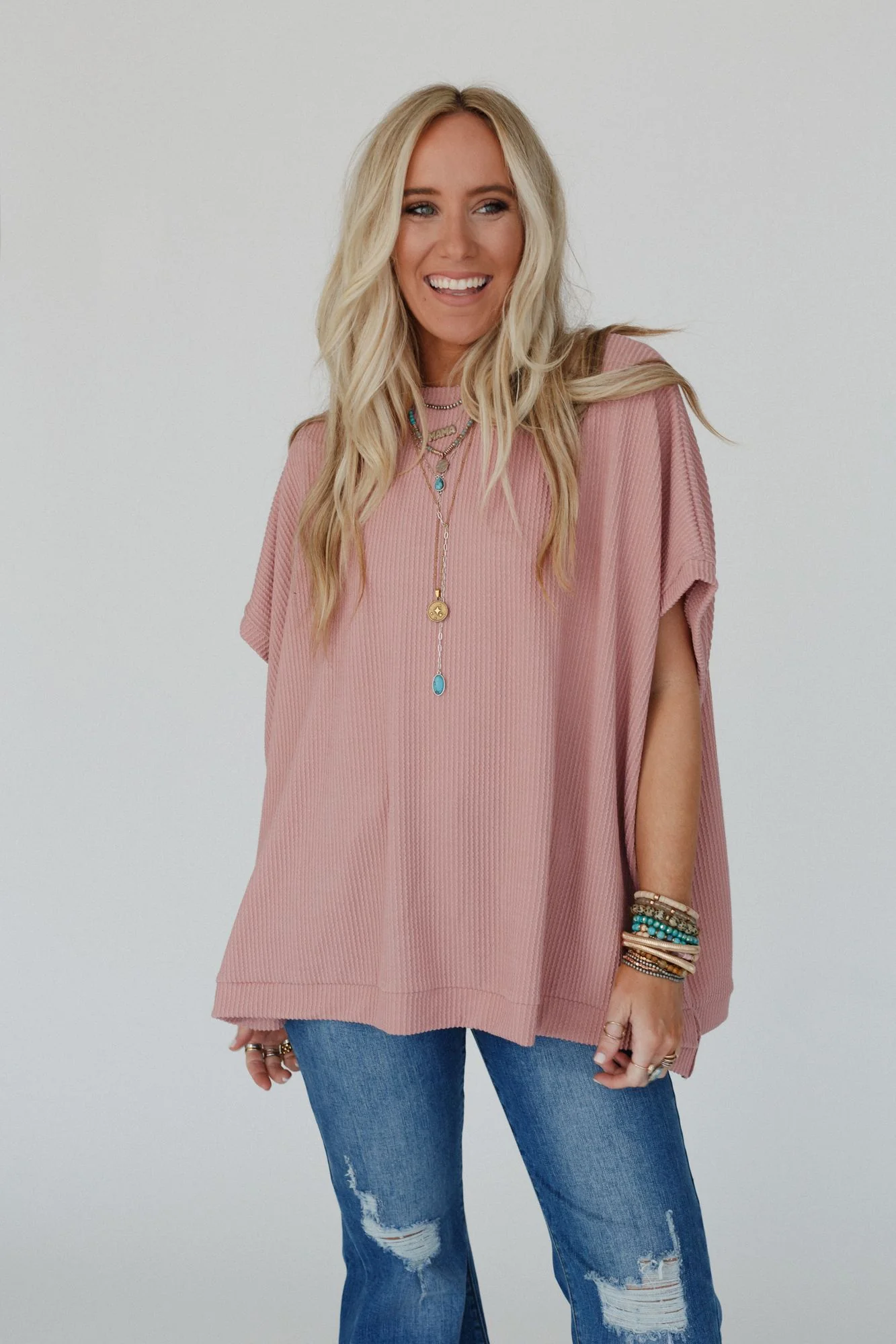 The Nest Moon Glow Texture Knit Top - Rose Faded - Image 5