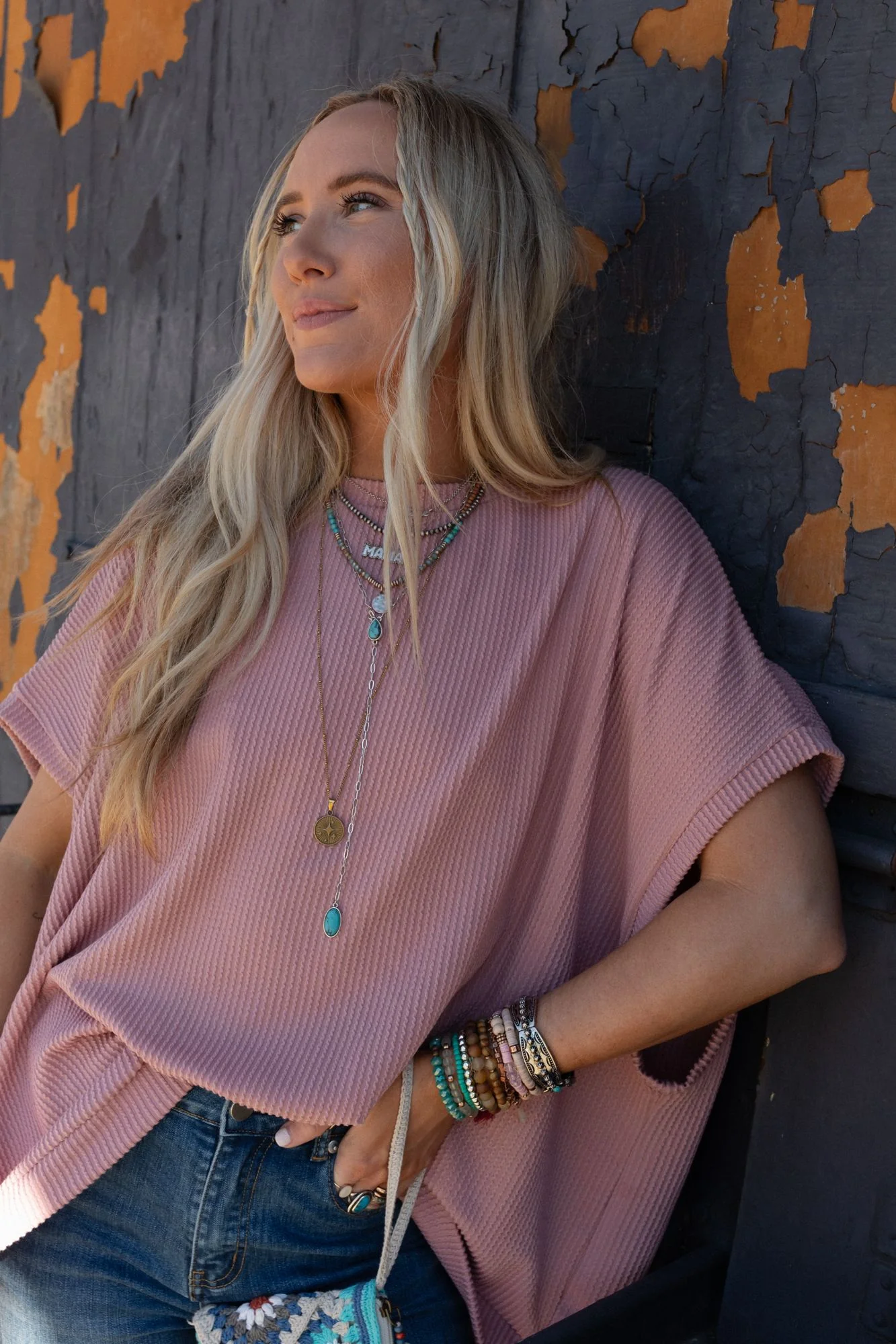 The Nest Moon Glow Texture Knit Top - Rose Faded - Image 6