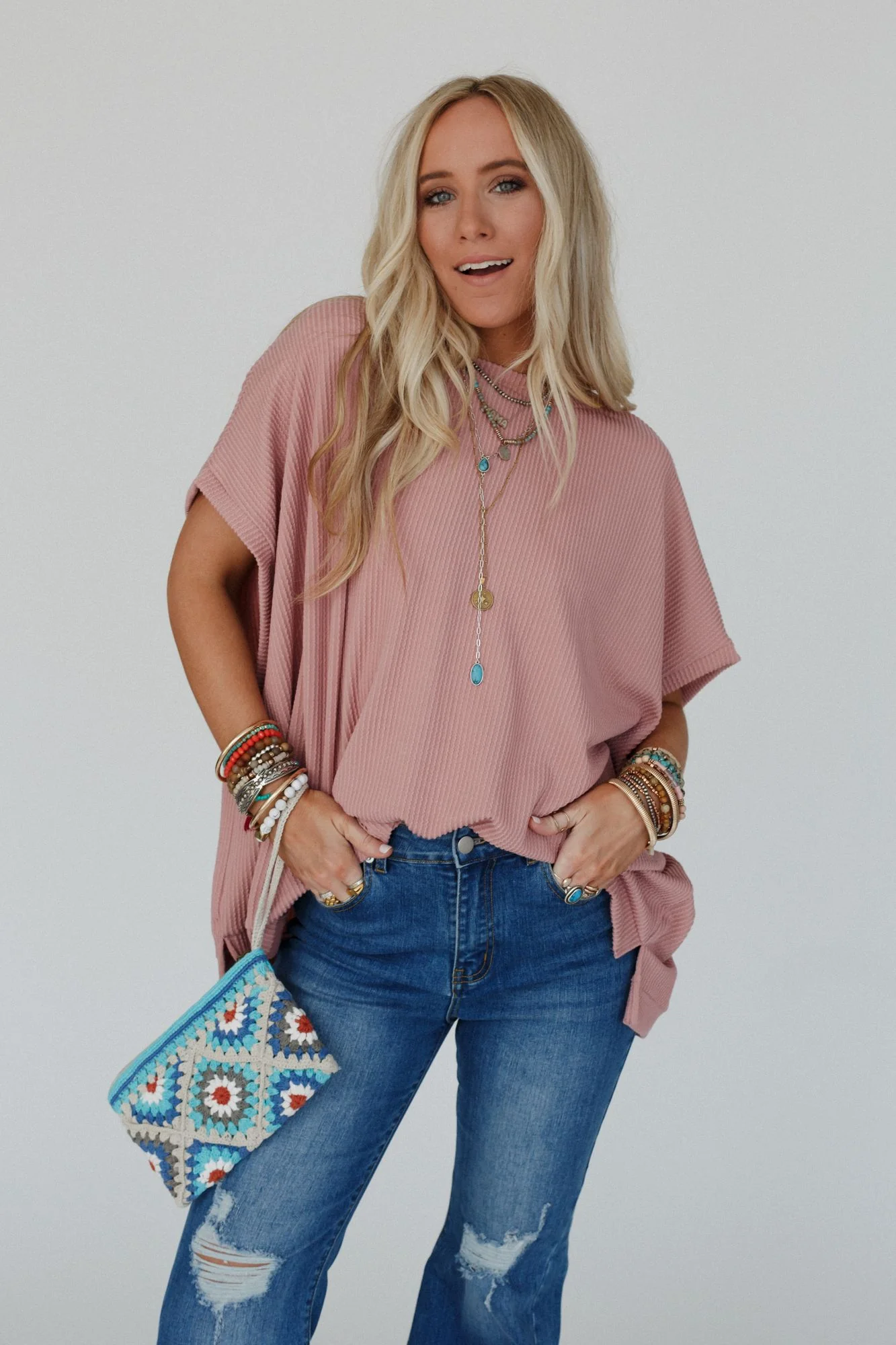 The Nest Moon Glow Texture Knit Top - Rose Faded - Image 7