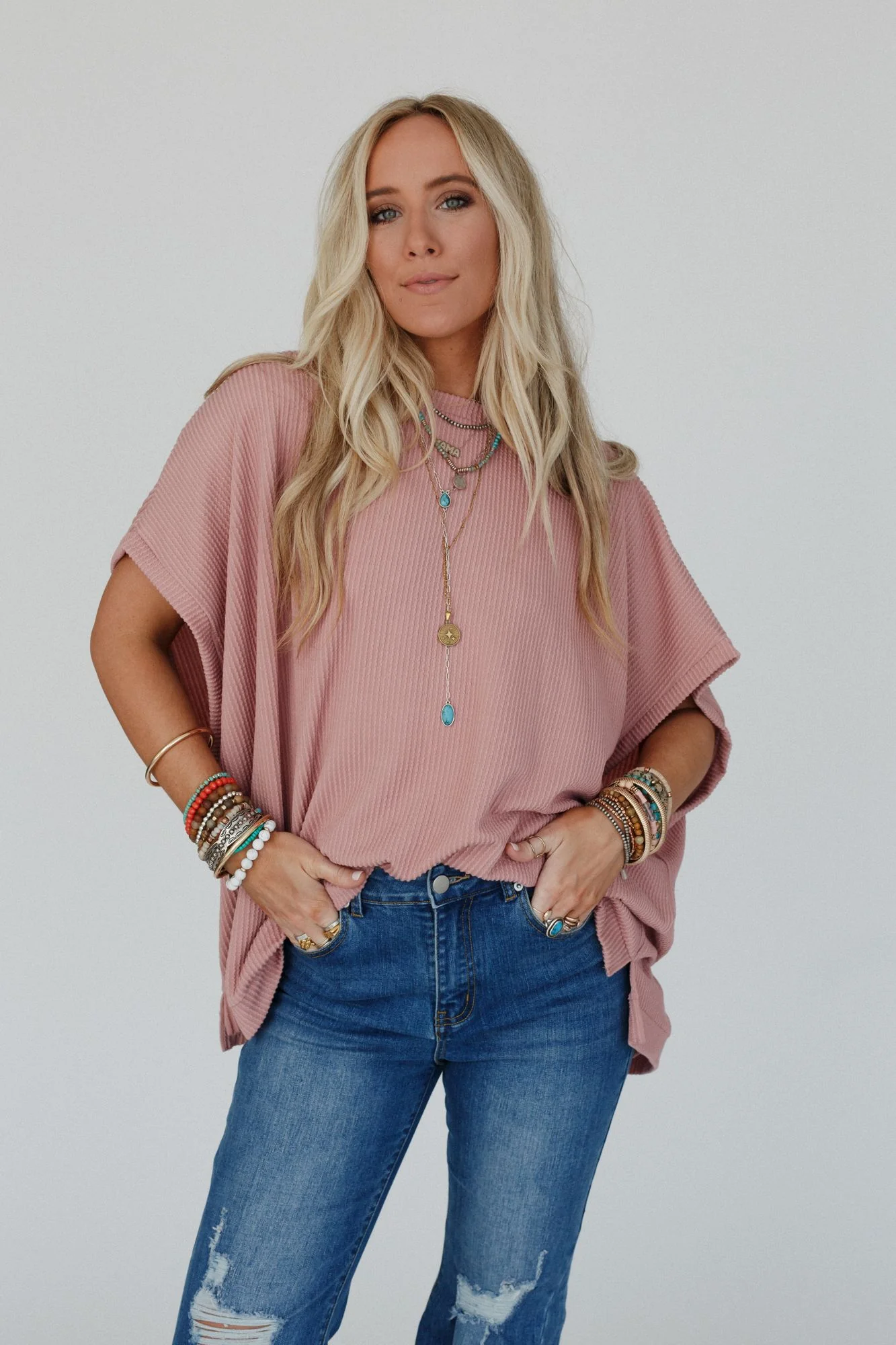 The Nest Moon Glow Texture Knit Top - Rose Faded - Image 8