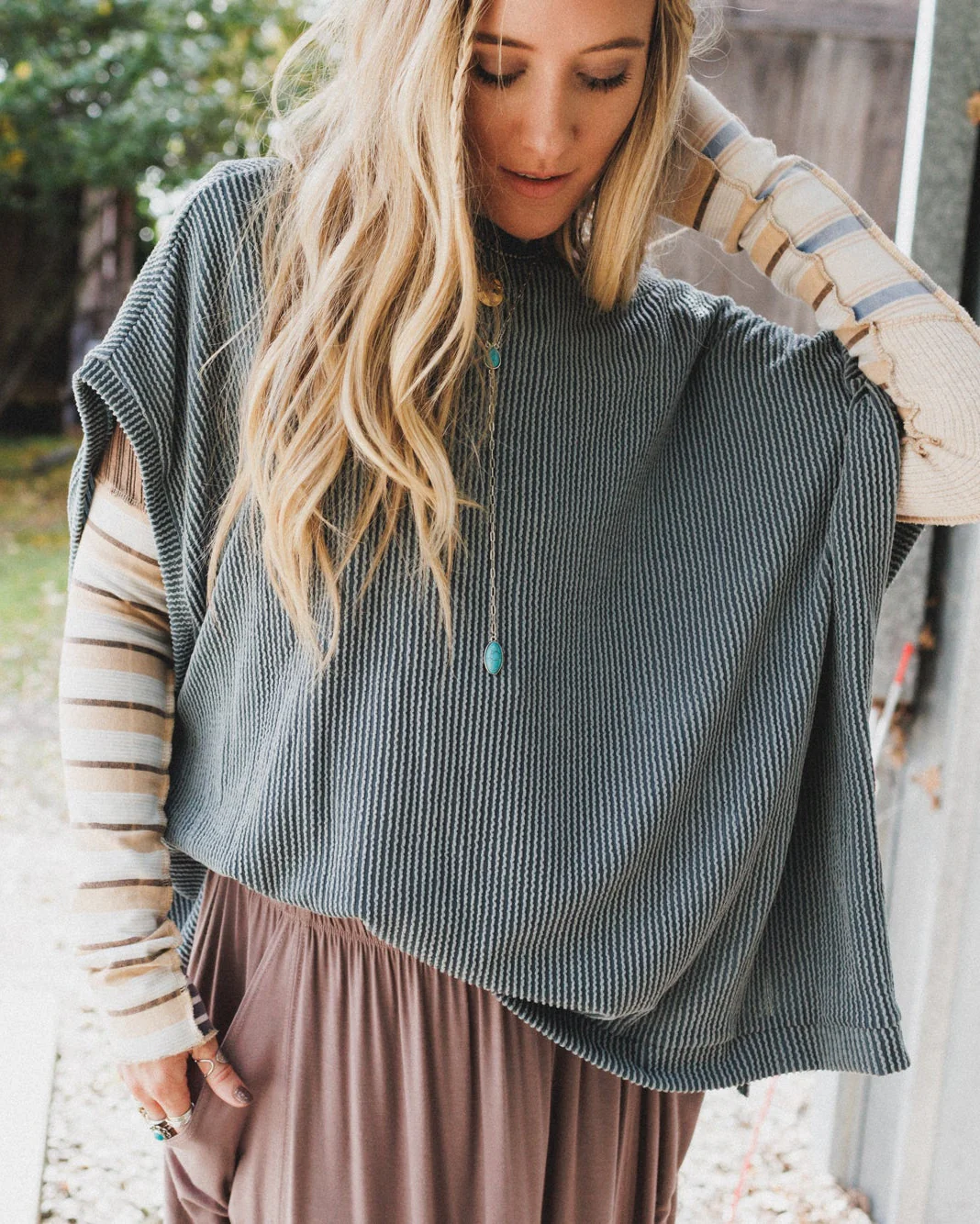 The Nest Moon Glow Texture Knit Top - Seafoam - Image 3