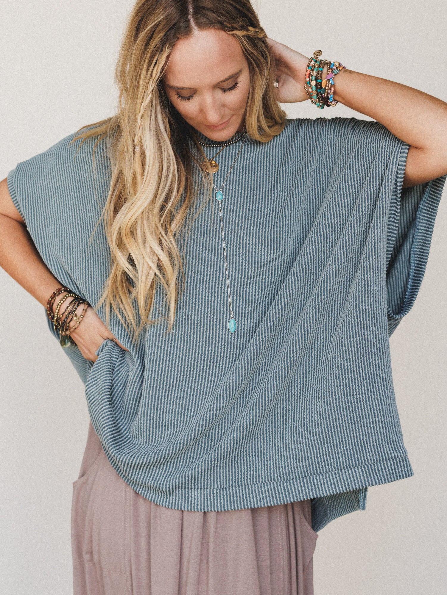 The Nest Moon Glow Texture Knit Top - Seafoam - Image 5